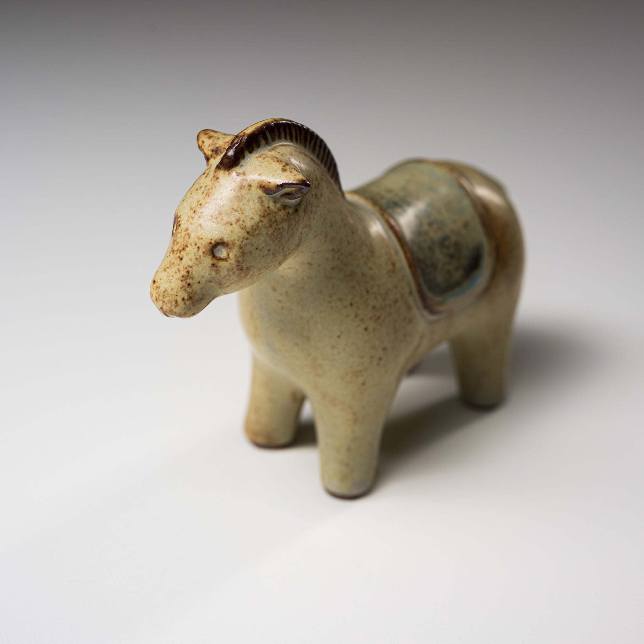 Seto Ware KASHIWA Small Horse Animal Ornament - Japanese Ceramic Figurine for Home Decor, Shelf Display & Gift Giving