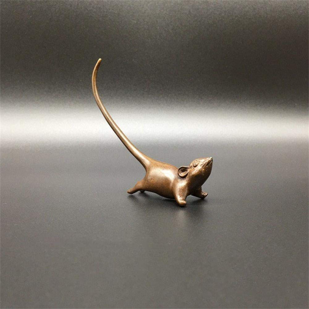 Handmade Solid Brass Long Tail Mouse Sculpture - Elegant Home Decor Statue for Living Room, Office & Bookshelf Decoration