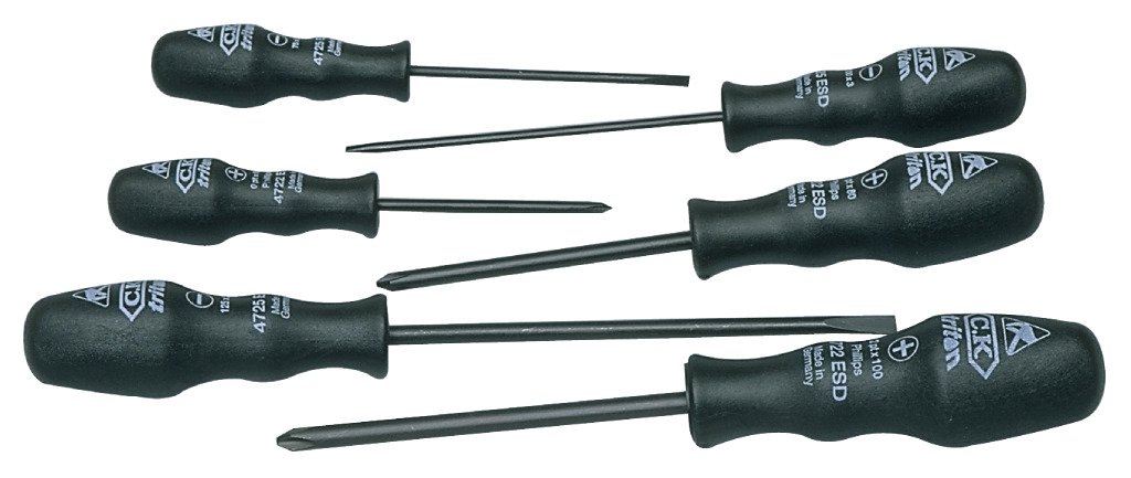 C.K. TOOLS T4741SESD 6-Piece Slotted/Phillips ESD Safe Screwdriver Set - Anti-Static Electronics Repair Tools for Computer, Phone & Circuit Board Maintenance