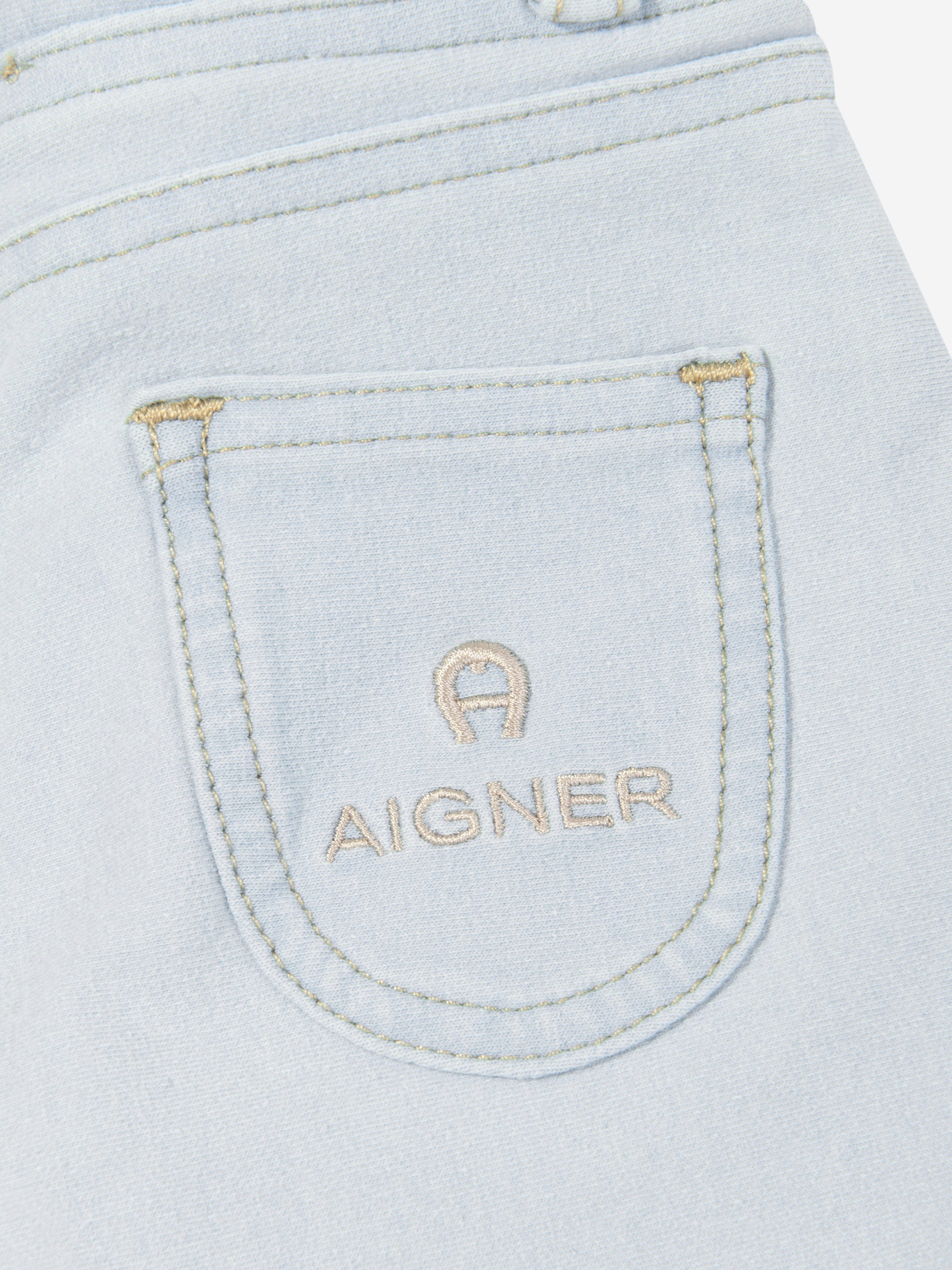 Aigner Baby Girls' Blue Denim Sweatpants - Soft & Comfortable for Playtime, Outings & Everyday Wear