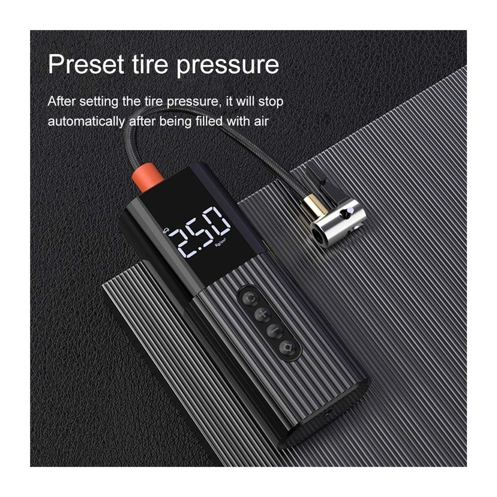 12V Portable Air Compressor Tire Inflator Pump with Digital Gauge, LED Light & Valve Adaptors - Fast Inflation for Car Tires, Bikes, Motorcycles, Basketballs & Sports Equipment - Perfect for Road Trips, Emergency Use & Home Inflatables