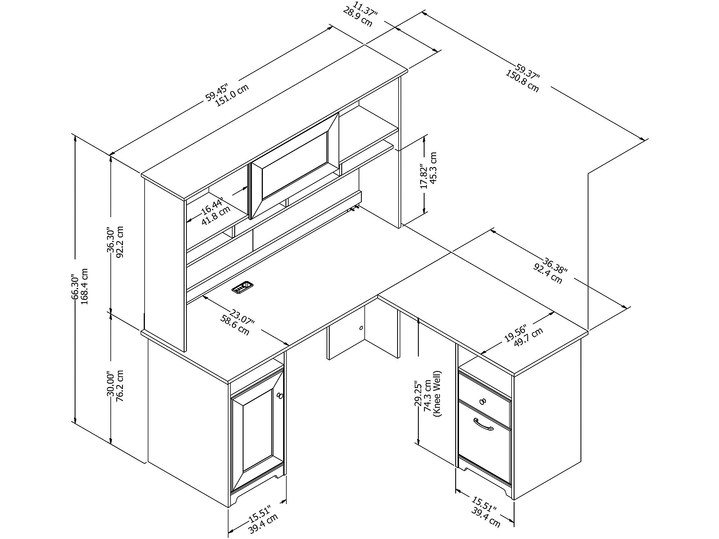Bush Furniture Cabot L Shaped Desk with Hutch - White Corner Computer Desk with Storage for Home Office, Study & Small Spaces | 60W L-Shaped Workstation for PC, Laptop & Office Organization
