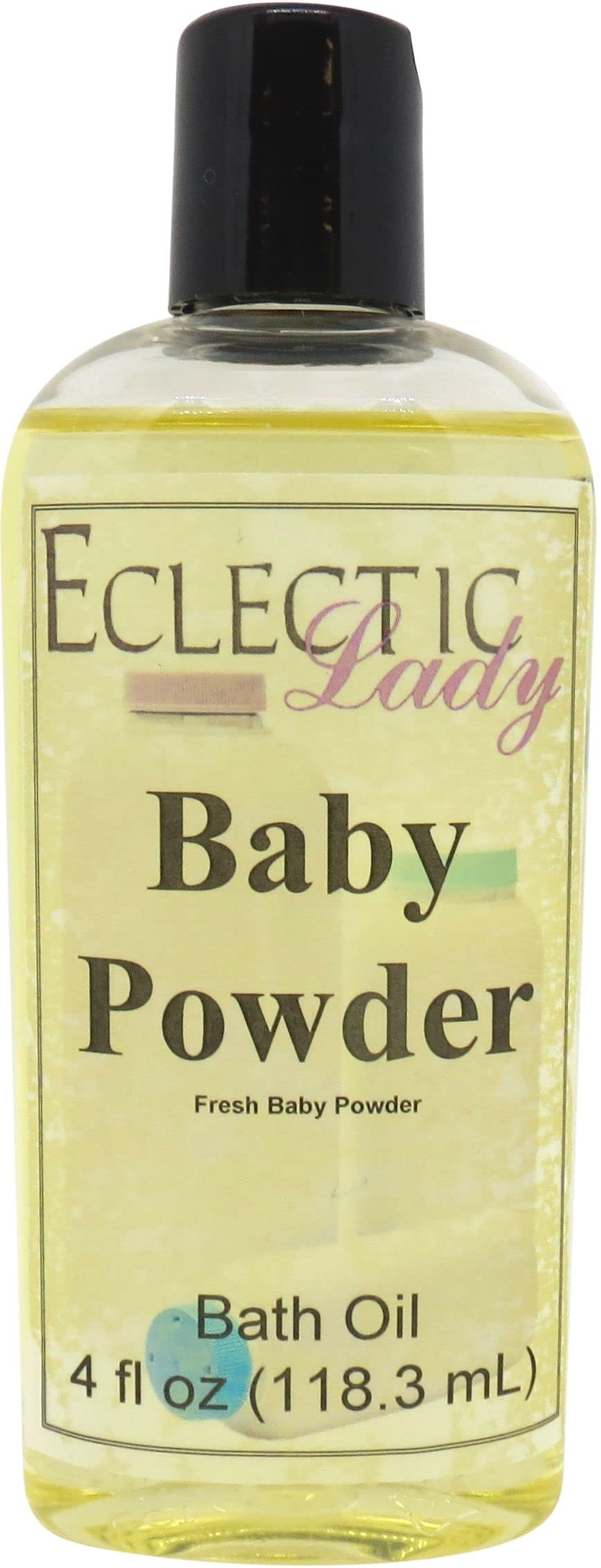 Eclectic Lady Baby Powder Scented Bath Oil - Relaxing & Moisturizing Shower Oil for Dry, Rough & Sensitive Skin - Daily Nourishing Fragrance Body Oil (4 oz) - Perfect for Spa Nights & Self-Care Routines
