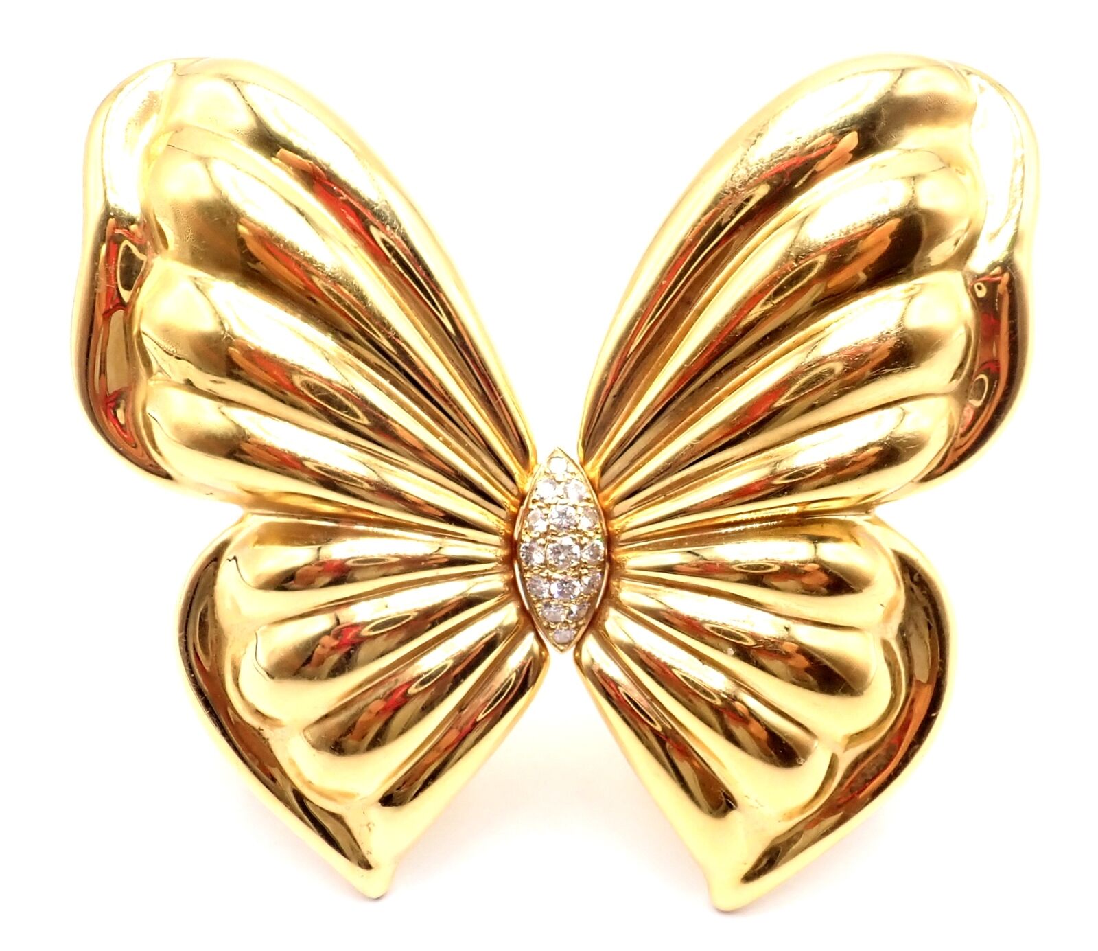 Authentic Van Cleef & Arpels 18k Yellow Gold Extra Large Butterfly Pin Brooch - Luxury Jewelry for Women, Perfect for Special Occasions, Weddings and Gift Giving