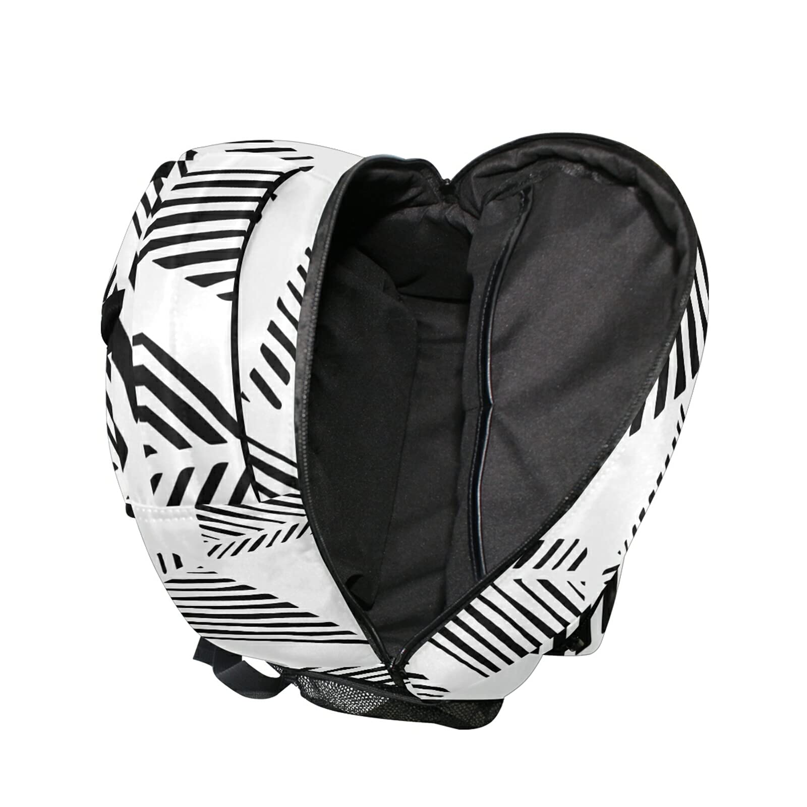 Stylish Triangle Patchwork Backpack - Lightweight Casual Daypack for Men & Women, Black & White Design - Perfect for School, Travel, and Outdoor Adventures