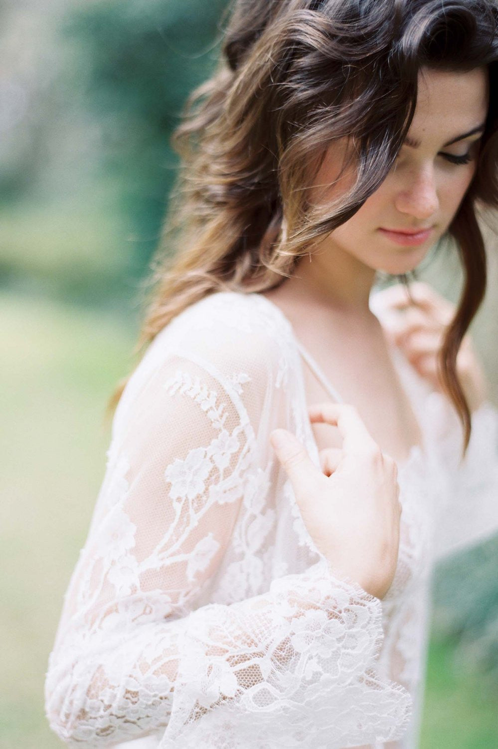 Juliet French Lace Robe Coat Cover Up in Ivory - Elegant Bridal Loungewear & Wedding Nightgown for Bridal Shower, Honeymoon & Special Occasions