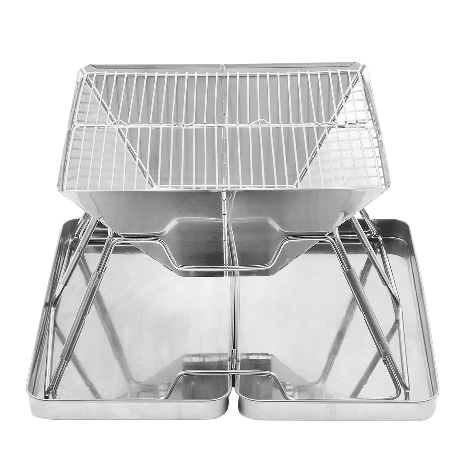Premium Stainless Steel Portable Charcoal Grill - Foldable BBQ Kettle with Tray for Outdoor Camping, Picnics & Backyard Grilling | Perfect for Tailgating, Beach Parties & Family Gatherings