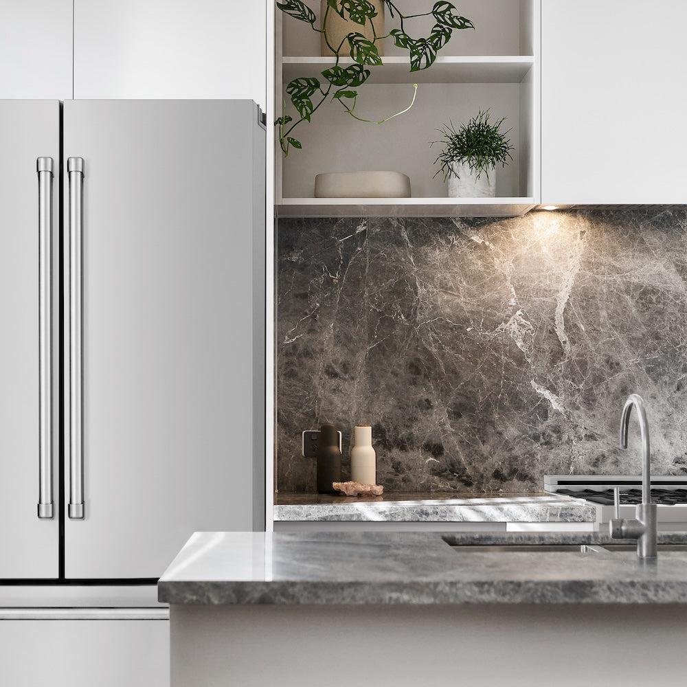 ZLINE 36 Inch Counter Depth French Door Refrigerator with Ice Maker - 22.5 cu.ft Stainless Steel Fingerprint Resistant (RFM 36) - Perfect for Modern Kitchens & Open Concept Homes