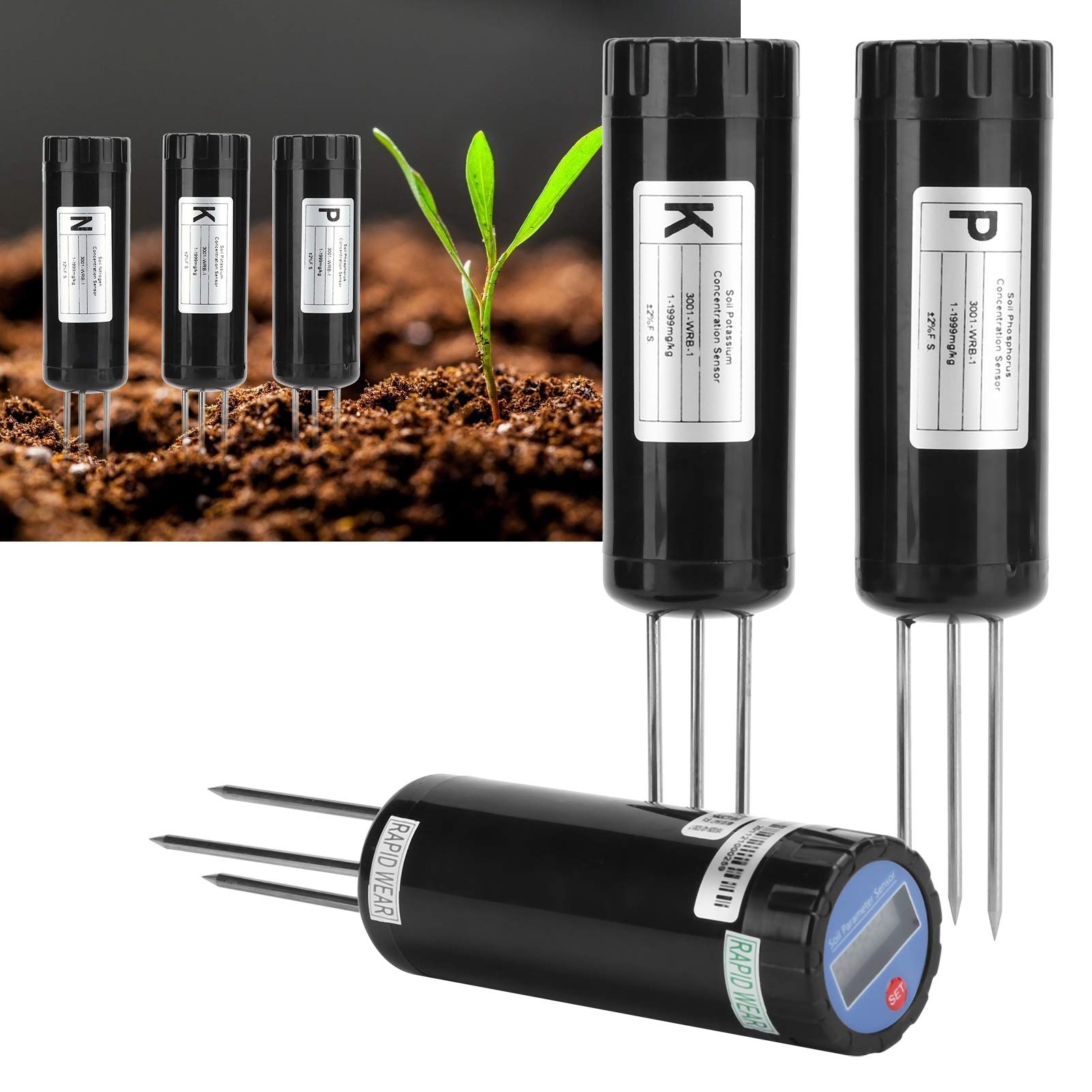 Digital Soil Tester Kit - NPK Meter Sensor for Nitrogen, Phosphorus & Potassium | Intelligent Nutrient Fertilizer Detector | Gardening Tool for Lawn, Farm & Indoor Plants | Perfect for Home Garden, Agriculture & Hydroponics Use