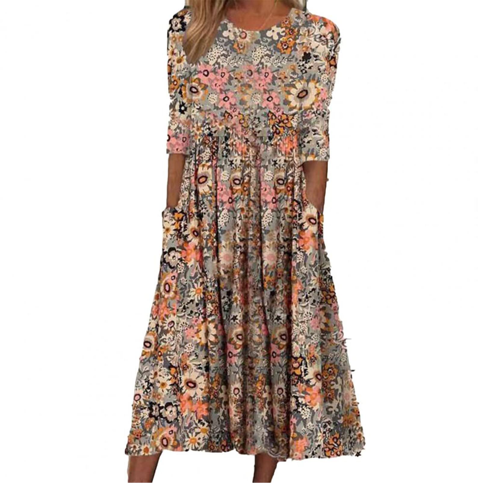 NUOWEN Women's Floral Print Summer Dresses for Mature Ladies - Fashionable Casual & Party Wear, Breathable Comfort for Outdoor Events, Vacations & Date Nights