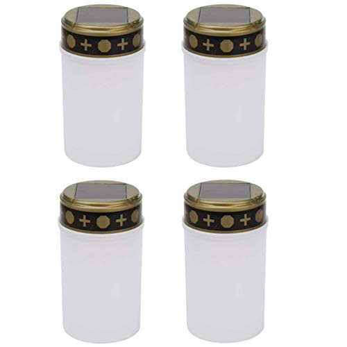 Everbright Solar LED Grave Candles - 4 Pack White Cemetery Lights for Graves, Memorials & Outdoor Decor - Waterproof & Dusk-to-Dawn Lighting for Tombs, Headstones & Gardens