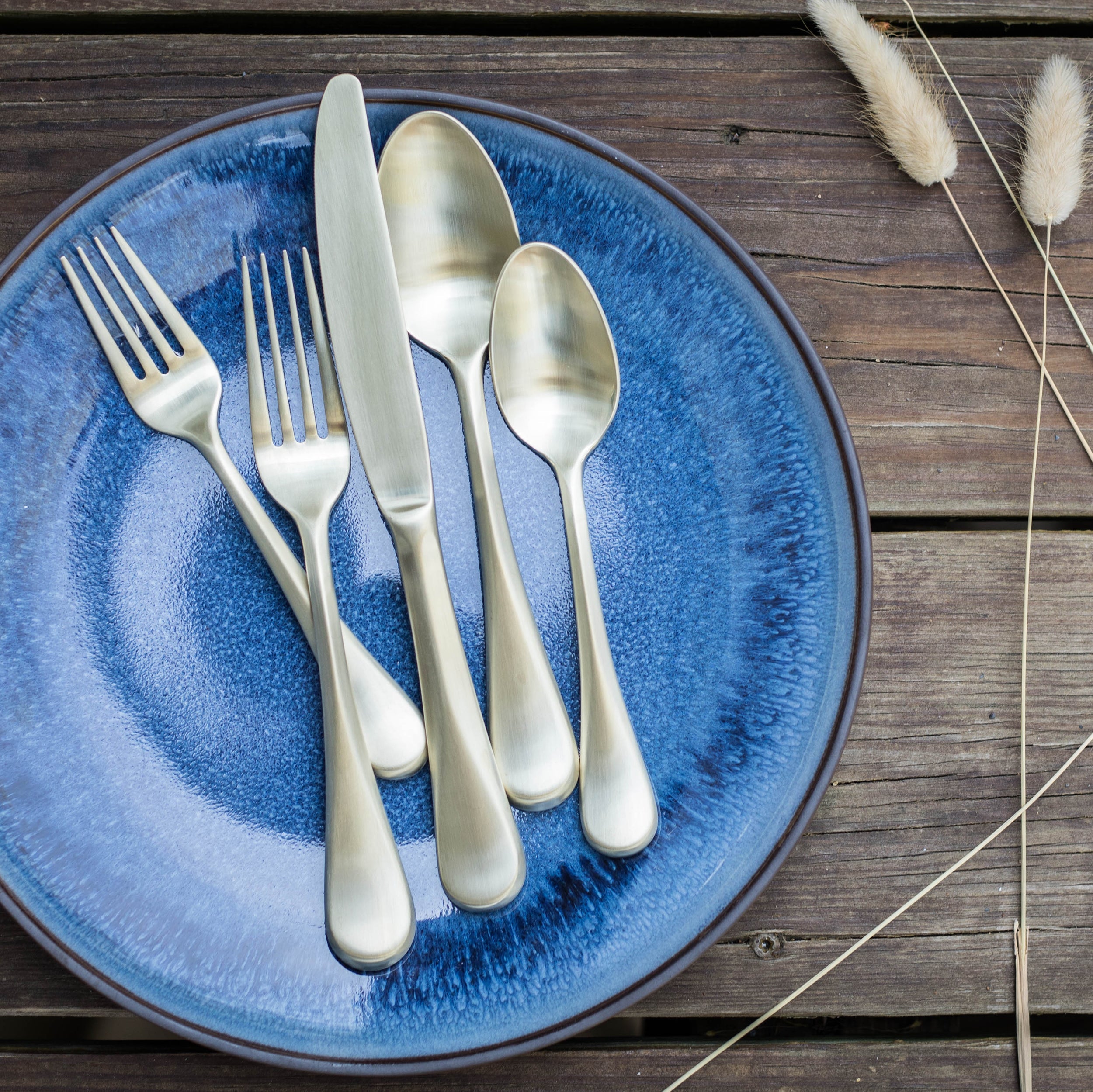 Eloquence Champagne Satin 20-Piece Flatware Set - Elegant Stainless Steel Cutlery for Fine Dining, Wedding Gifts & Special Occasions