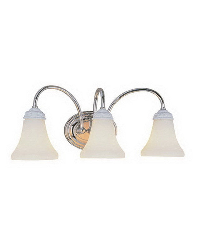Trans Globe Lighting 2883 PC Three Light Bath Wall Sconce - Polished Chrome & White Finish for Bathroom Vanity, Powder Room, or Hallway Lighting