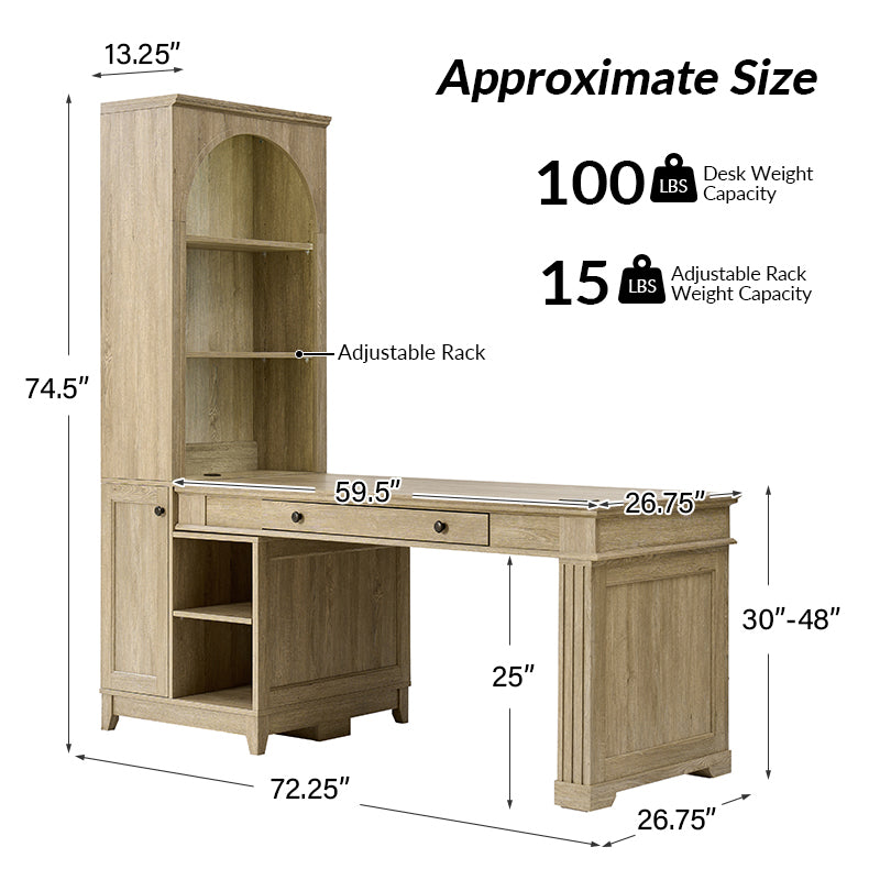 Derrus Electric Height Adjustable Standing Desk with Built-in Bookcase & LED Lights - Perfect for Home Office, Study, and Workspace Organization