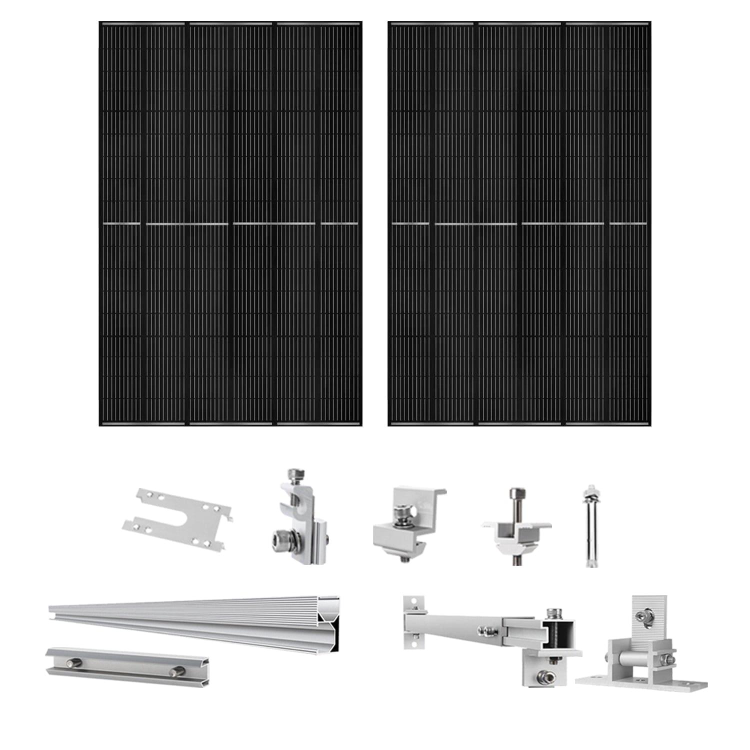 410W Monocrystalline Solar Panel Kit (2 Pack) with Mounting Rack - High Efficiency Solar Panels for RV, Boat, Off-Grid & Home Use - Weather Resistant Solar Power System for Camping & Emergency Backup