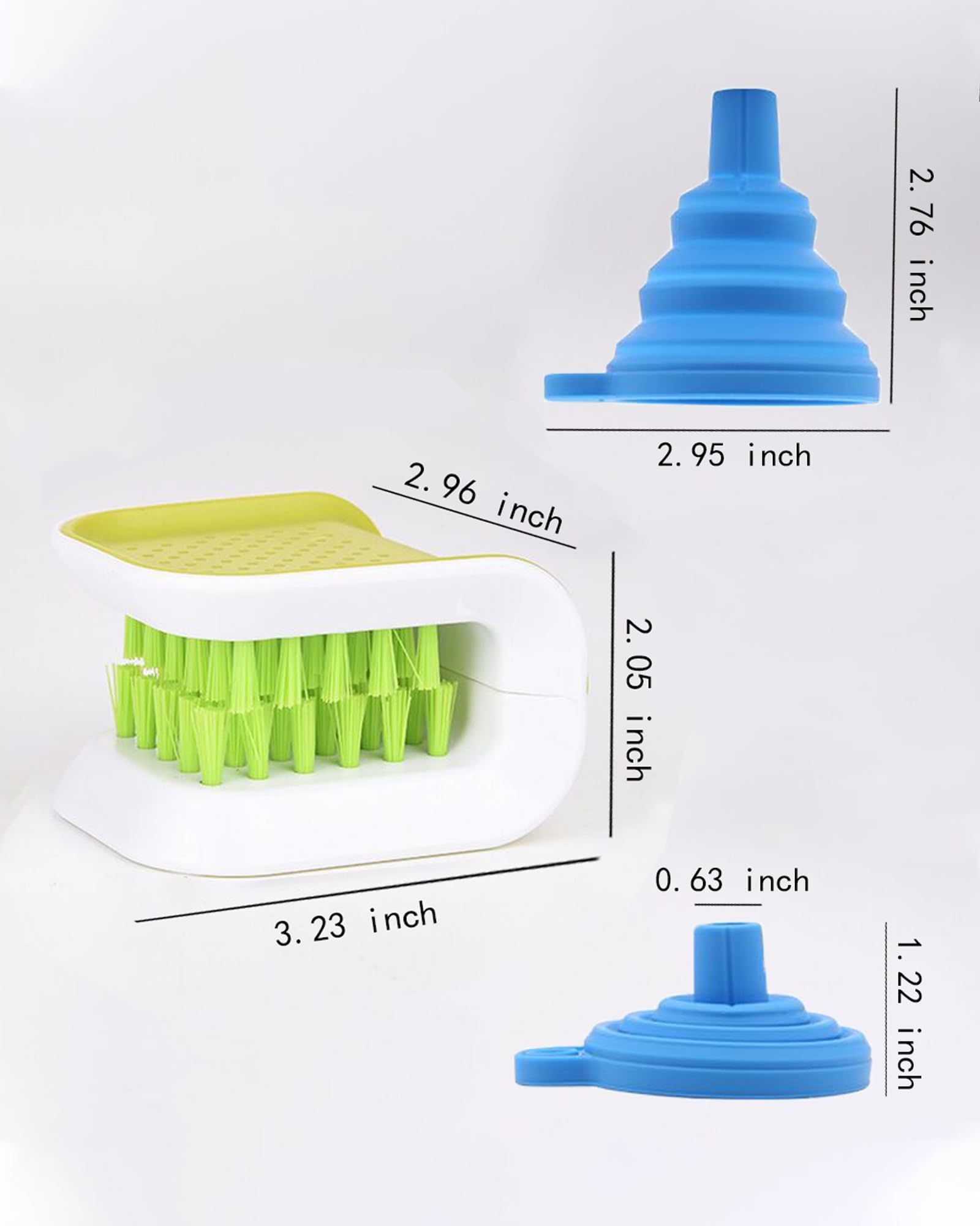 Double-Sided Kitchen Scrubber Brush - Multifunctional Blade Cleaner for Knives, Chopsticks & Cutlery with Silicone Funnel (1 PC) - Perfect for Dishwashing, Food Prep & Tough Stain Removal