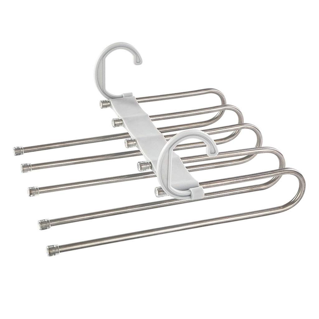 OFFA 2 Pack Adjustable 5-in-1 Multi-Layer Pants Hangers - Space Saving Closet Organizer for Trousers, Jeans, Scarves & Ties | Gray | Perfect for Home Storage & Wardrobe Organization