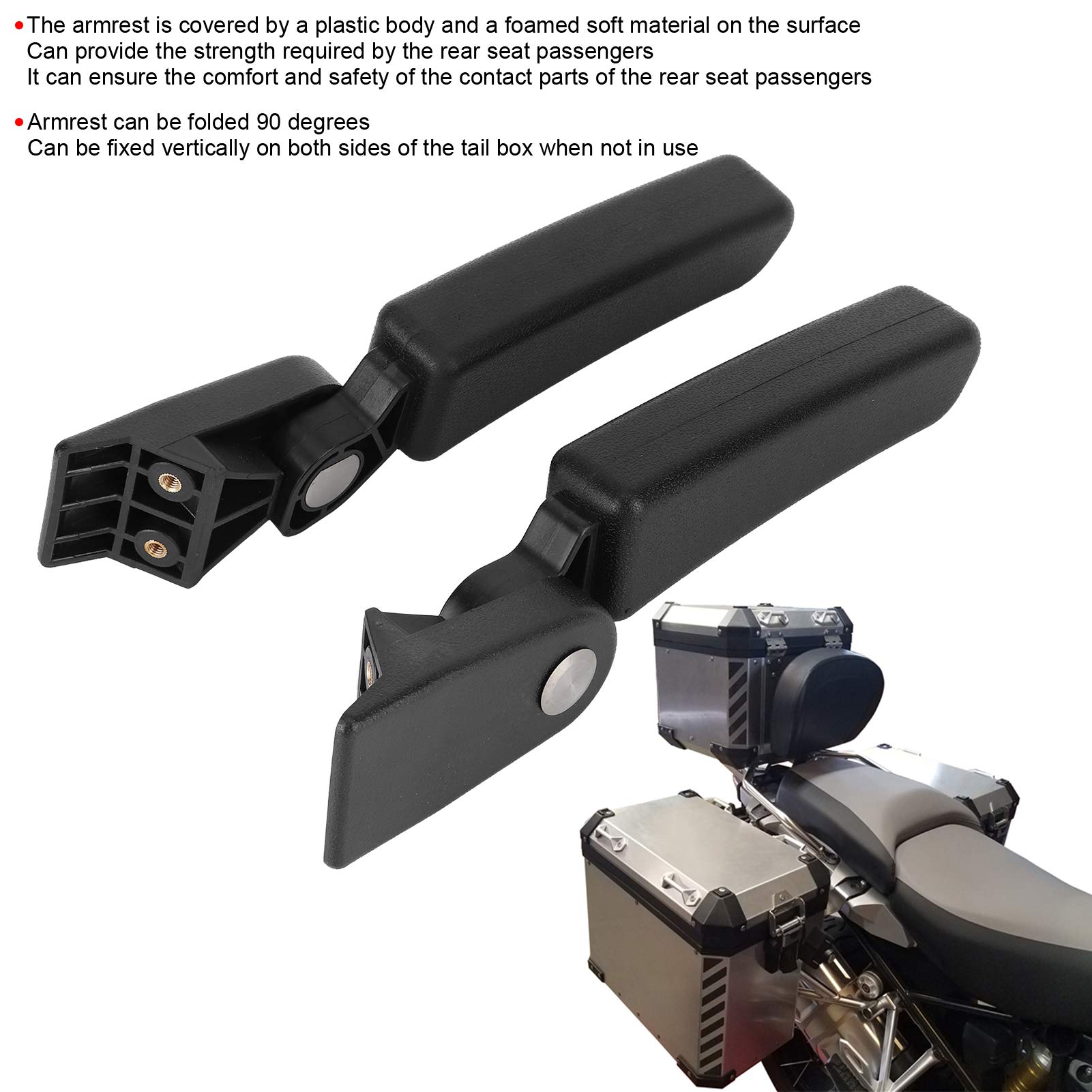 KIMISS Motorcycle Armrest for Kawasaki Versys/KLR - Rear Seat Handrail for Comfortable Riding