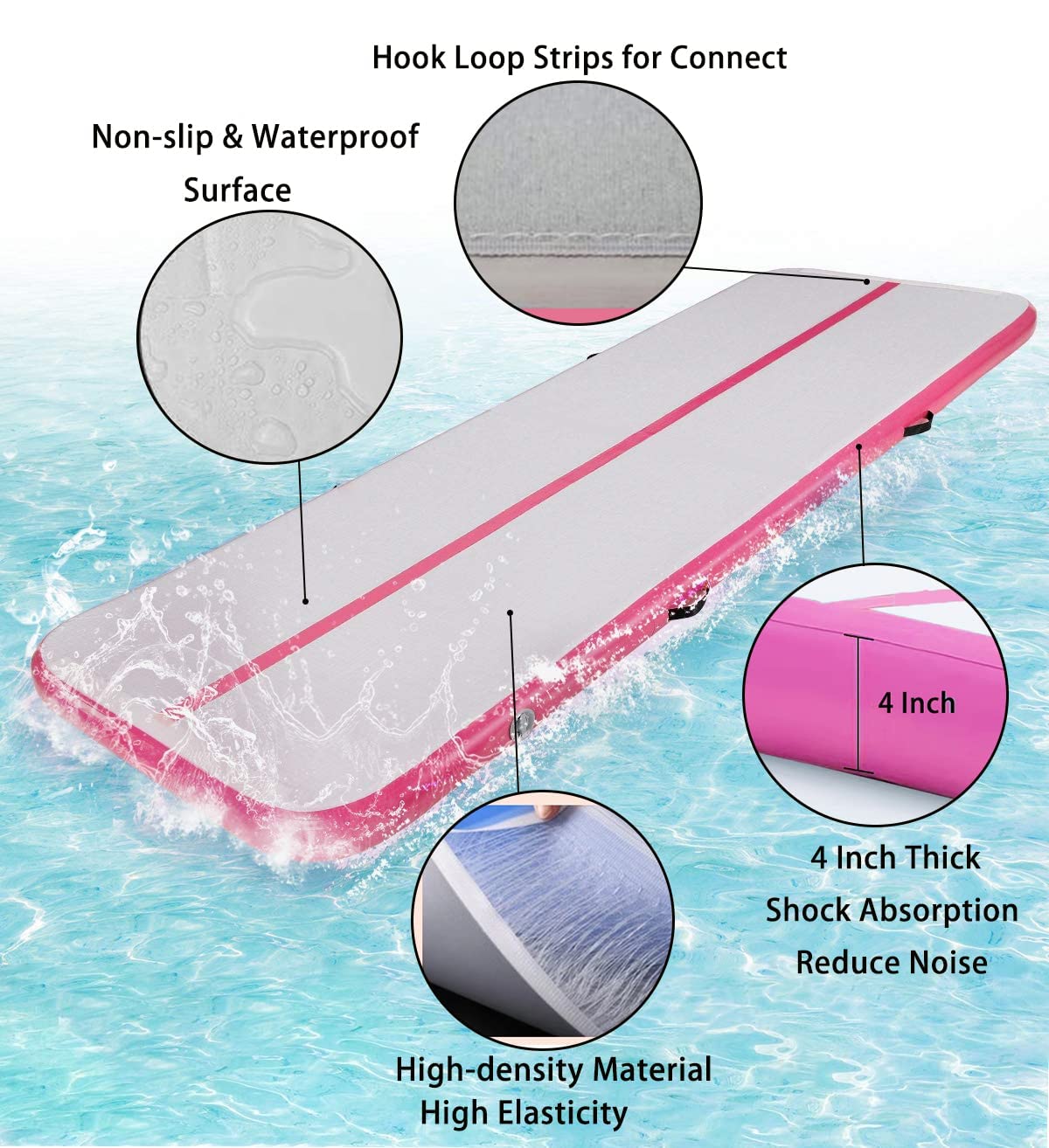 DOBESTS Inflatable Gymnastics Mat - 6.6ft to 20ft Air Track Tumbling Mat with Electric Pump, 4/8 Inch Thick for Home Gym, Cheerleading & Backyard Training - Perfect for Kids, Adults & Gymnasts