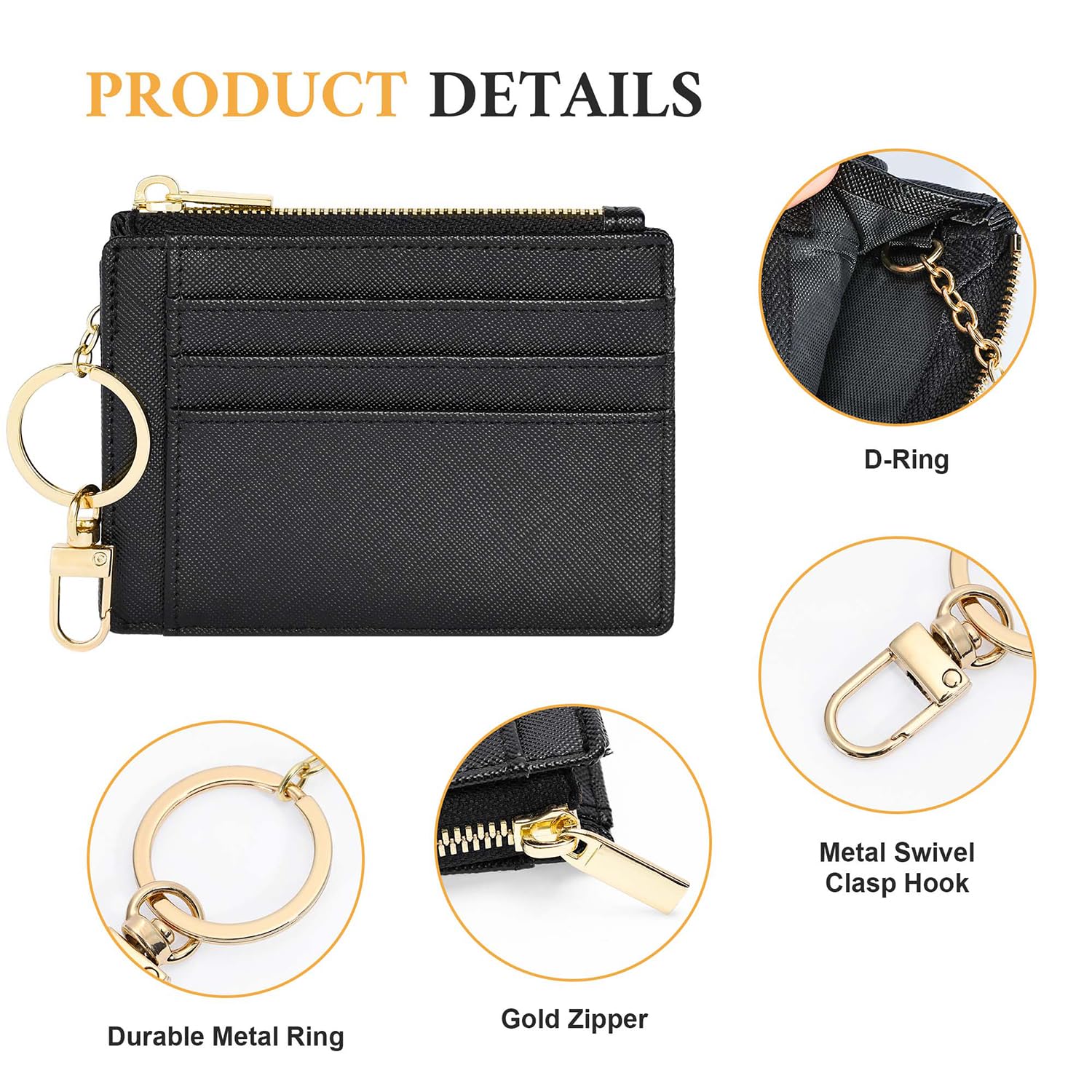 Slim Front Pocket Wallet for Women - RFID Blocking Credit Card Holder with Keychain | Minimalist Card Case for Everyday Use, Travel & Shopping