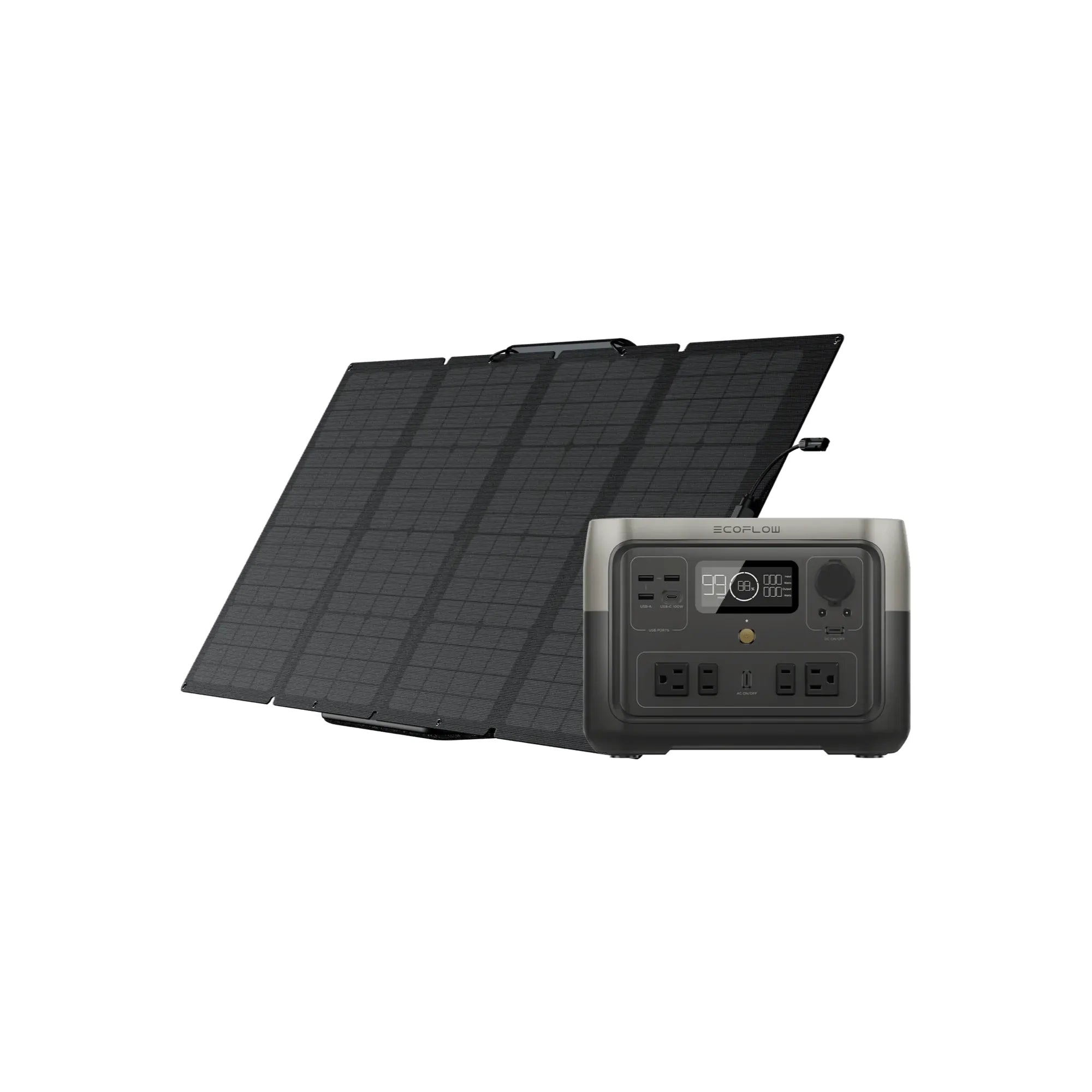 EcoFlow RIVER 2 Max Portable Power Station with 160W Solar Panel | Solar Generator for Camping, RV, Emergency Backup & Off-Grid Power Supply