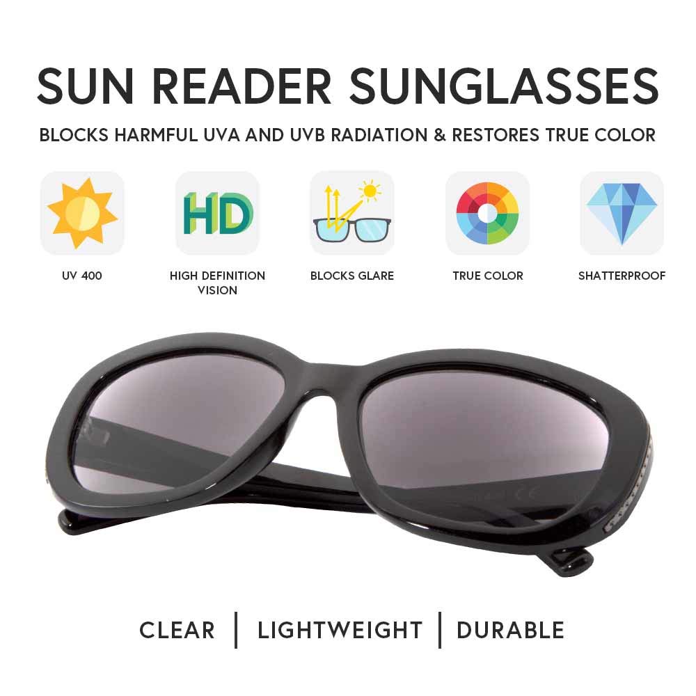 VITENZI Women's Tinted Reading Sunglasses with Built-In Full Readers - Stylish Prescription Sun Glasses for Outdoor Reading, Beach & Driving
