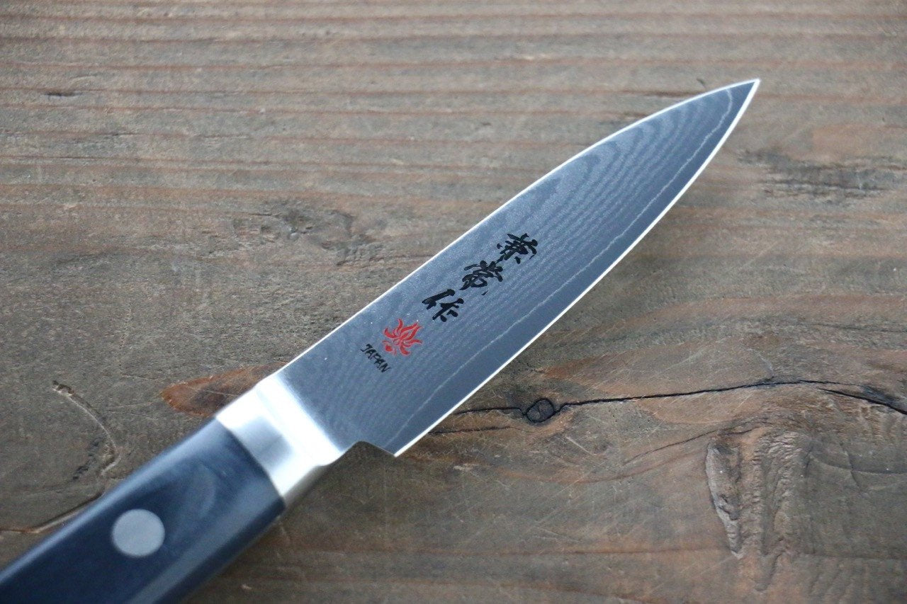 Kanetsune VG10 33-Layer Damascus Petty Utility Knife 80mm - Japanese Stainless Steel Kitchen Knife with Ergonomic Plastic Handle - Perfect for Slicing, Chopping & Precision Cutting in Home & Professional Kitchens
