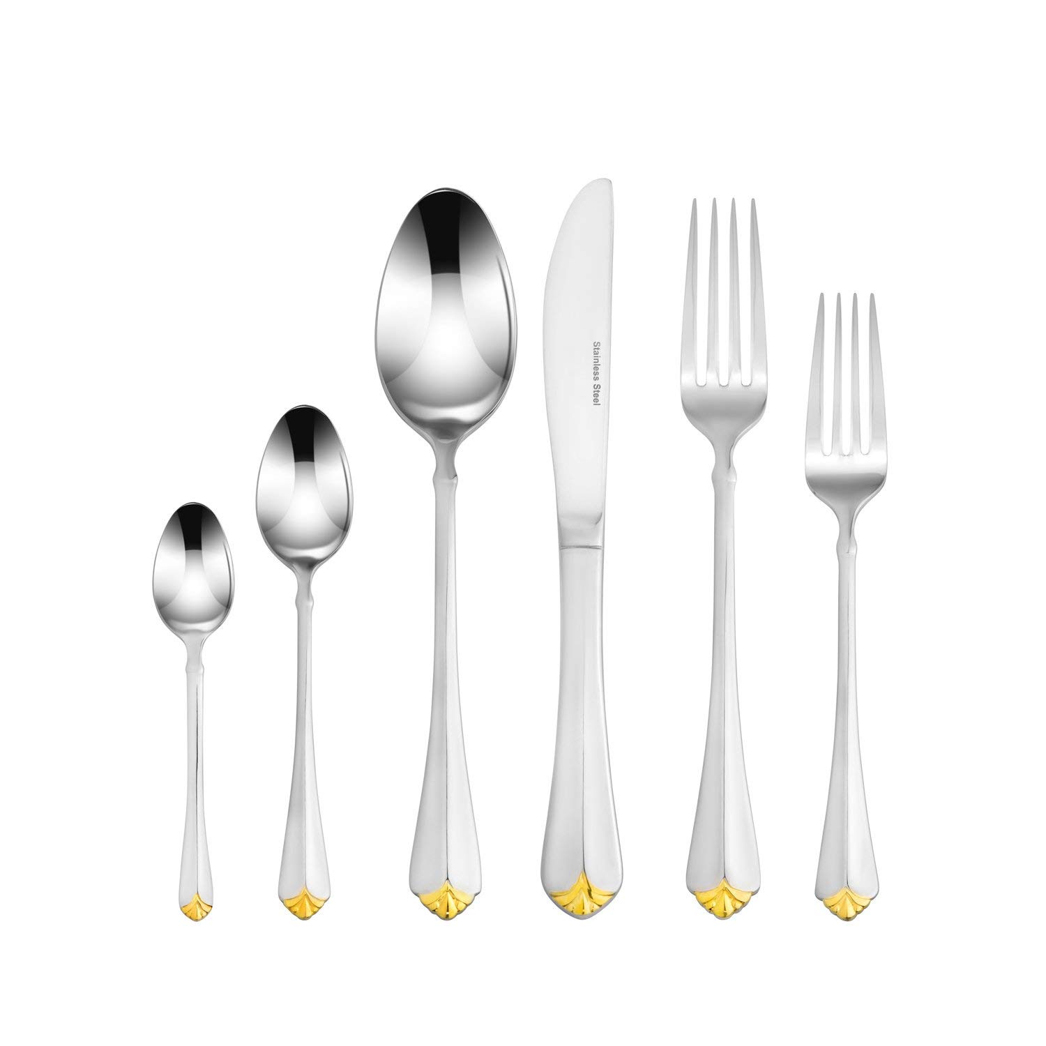 Venezia Collection 45-Piece Gold Flatware Set for 8 - 18/10 Premium Surgical Stainless Steel Cutlery with 24K Gold Accents - Luxury Dining Silverware for Formal Dinners & Special Occasions