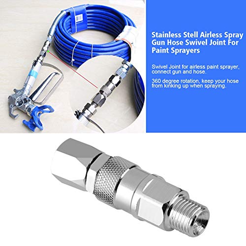 1/4-Inch 360° Swivel Hose Joint - Stainless Steel High Pressure Spray Gun Connector for Paint Sprayers & Hoses (2.5 x 0.6 Inch) - Perfect for Professional Painting, Automotive Detailing & Industrial Cleaning Applications