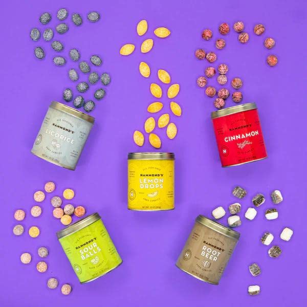 Hammond’s Handmade Hard Candy Gift Box - 10oz Variety Pack (6 Tins) - Small Batch Gourmet Candies Made in USA - Perfect for Holidays, Party Favors & Corporate Gifts