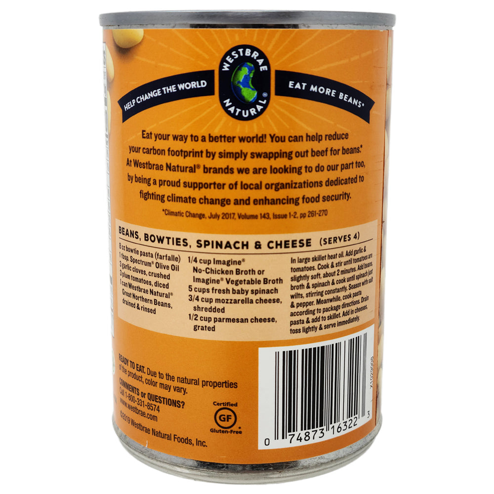 Westbrae Organic No Salt Added Great Northern Beans 15oz | Non-GMO, Vegan, Gluten-Free | Perfect for Soups, Salads & Healthy Recipes