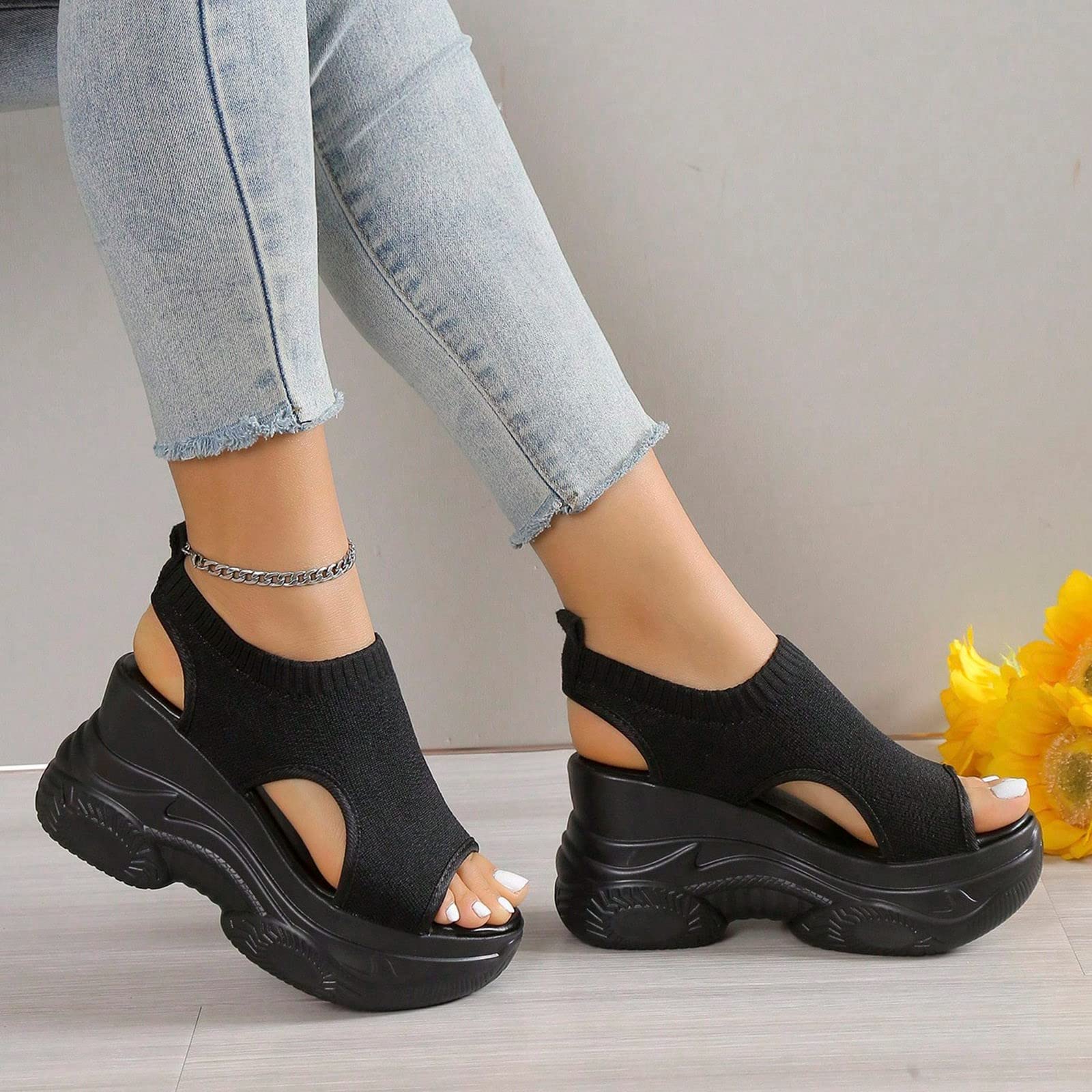 **Women's Orthopedic Wedge Sandals - Open Toe Ankle Strap Platform Sandals for Summer - Casual Strappy Slip-On Beach Sandals - Perfect for Walking, Travel & Outdoor Activities**