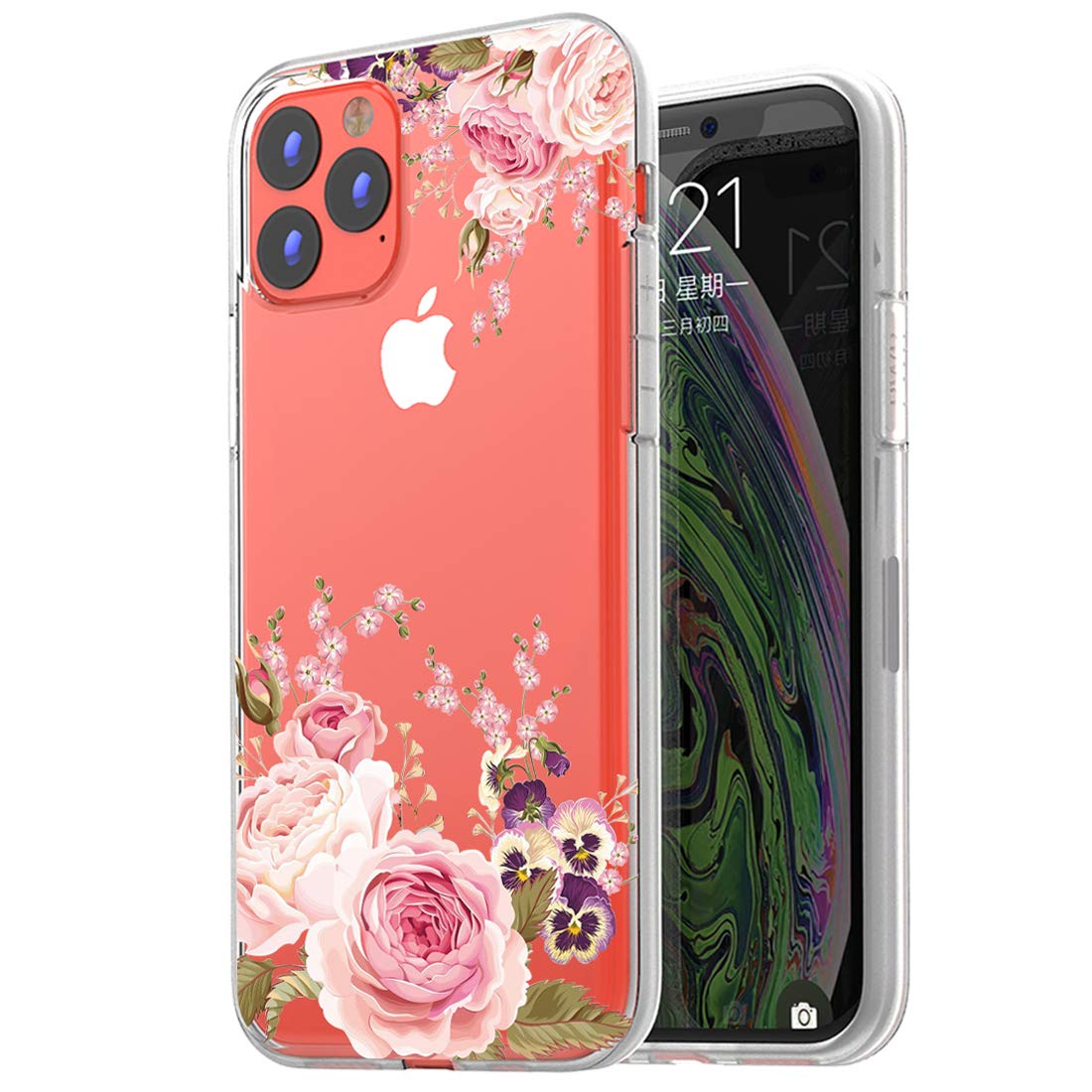 Slim Shockproof Clear Floral TPU Phone Case for iPhone 11 Pro Max 6.5 Inch (Rose Flower) - Durable Flexible Soft Cover Compatible with iPhone 11 Pro Max 2019 - Perfect for Everyday Protection & Stylish Outfits