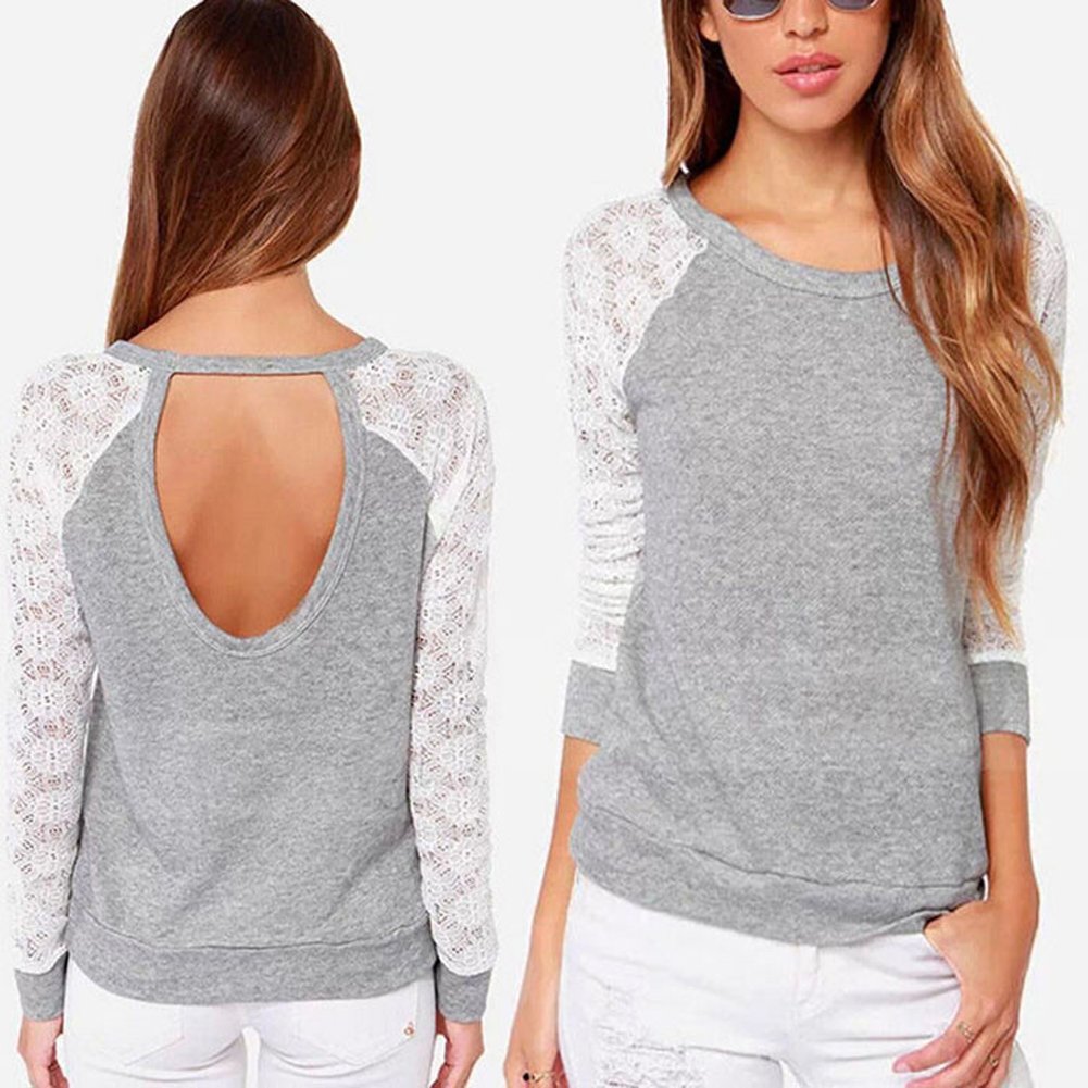 Elegant Women's Backless Long Sleeve Embroidery Lace Crochet Blouse - Boho Chic Summer Top for Beach, Party & Date Night