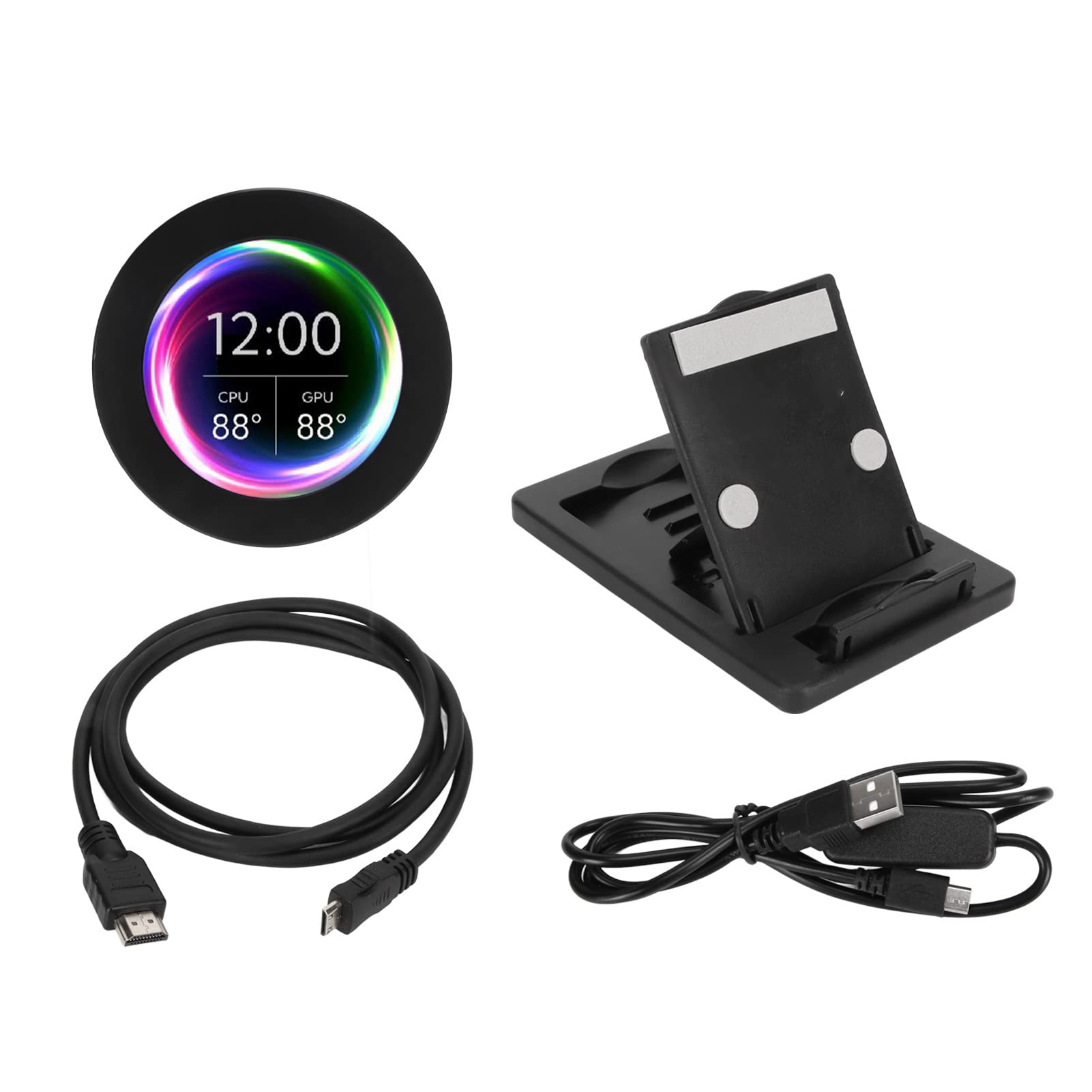 2.1 Inch Round LCD Display - 480x480 Resolution PC Sub Monitor with Adjustable Brightness for AIDA64, CPU, GPU, RAM & HDD Monitoring - Compatible with Windows & Linux - Perfect for Gaming Rigs, Workstations & PC Builds