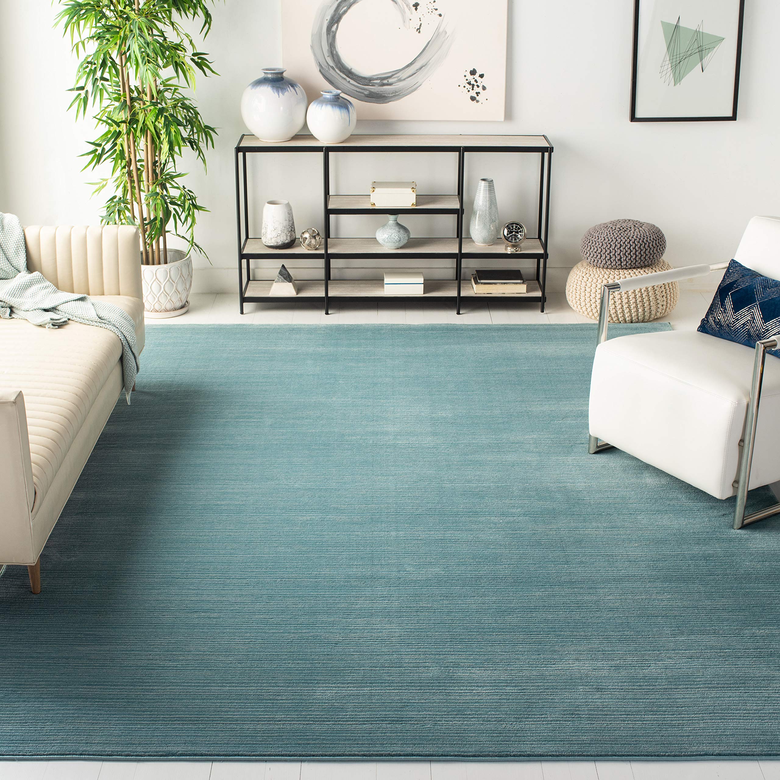 SAFAVIEH Vision Collection 9' x 12' Aqua Modern Ombre Area Rug - Non-Shedding, Easy Care, Stain Resistant for High Traffic Living Room & Bedroom - Chic Tonal Design Perfect for Contemporary Home Decor (VSN606B)