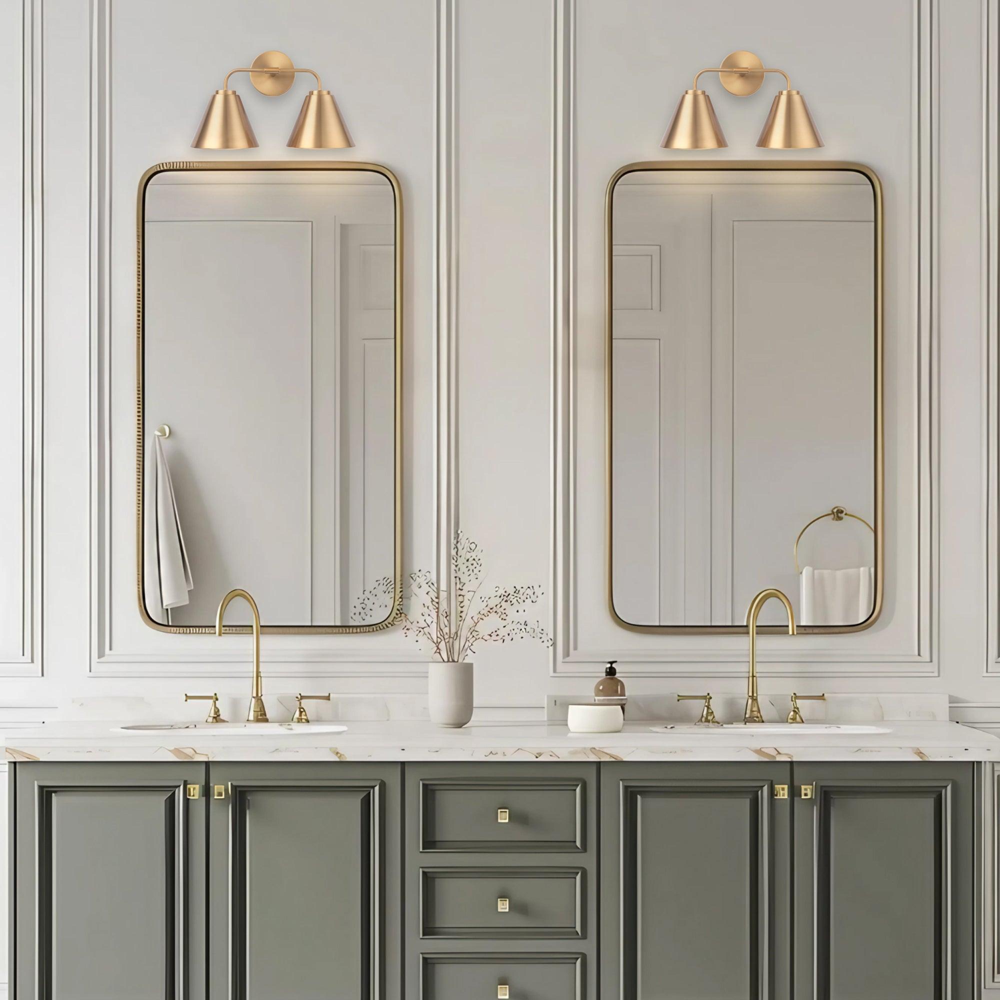 Modern 2-Light Loft Style Vanity Light - Brushed Nickel Bathroom Sconce for Contemporary Bedroom & Powder Room Lighting