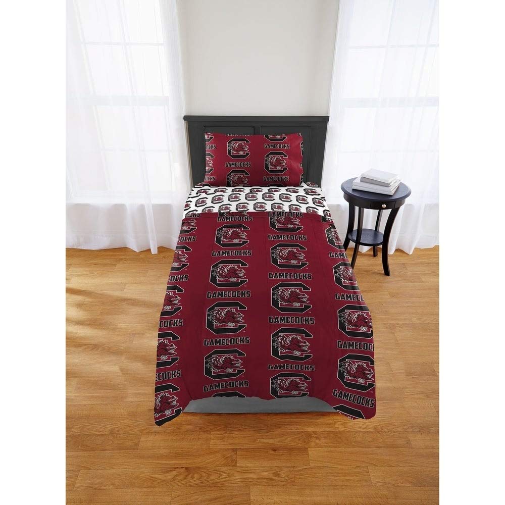 South Carolina Gamecocks Twin/XL Comforter Set - 4 Piece Bed in a Bag with Sheets | Perfect for Dorm Rooms, College Gifts & Game Day Decor