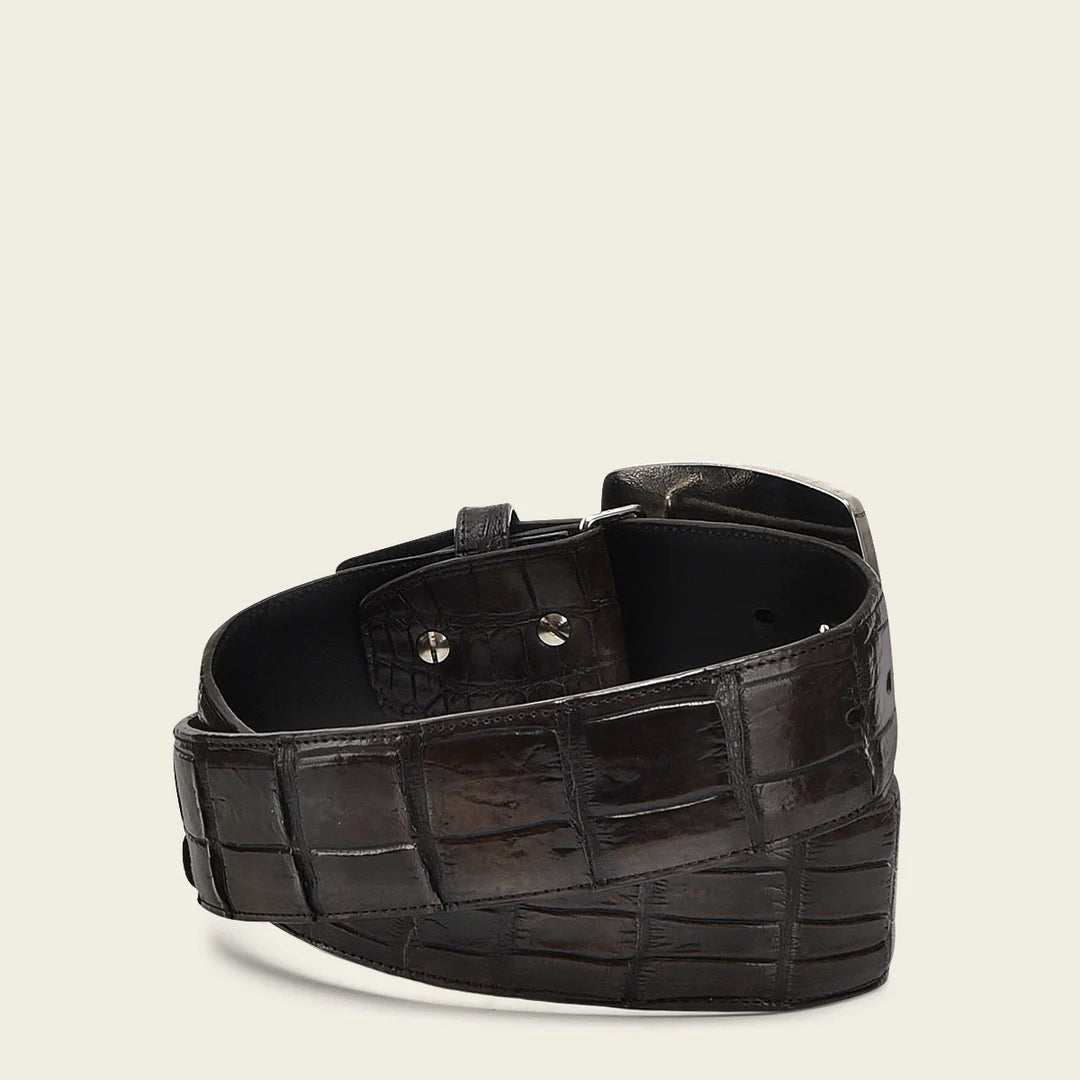 CV500AL Men's Casual Fashion Alligator Leather Belt - Stylish Brown Chocolate Genuine Leather Belt for Jeans & Dress Pants | Perfect Gift for Him