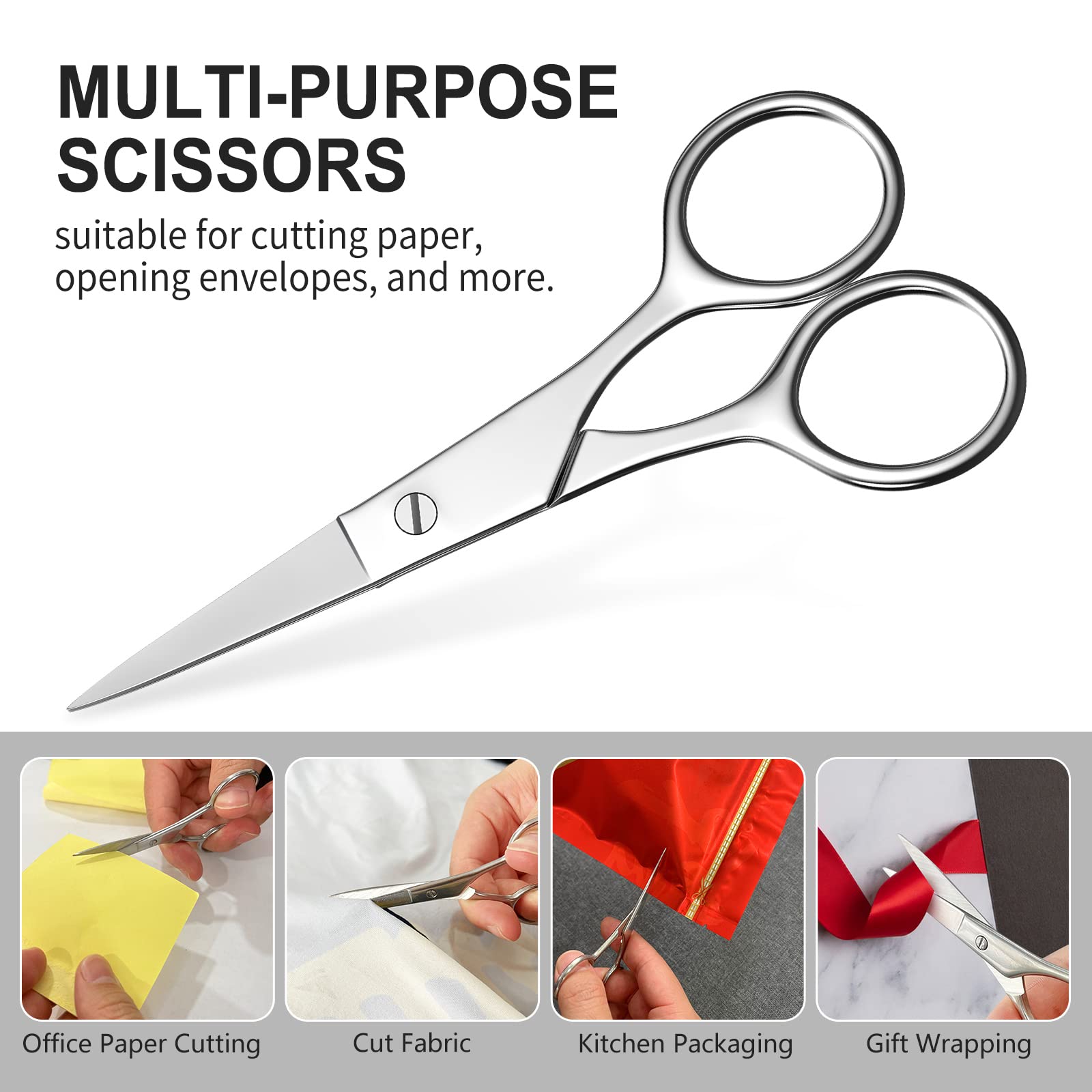 Professional Stainless Steel Grooming Scissors Set - Small Precision Scissors for Eyebrows, Nose Hair, Eyelashes & Mustache Trimming - Sharp Tip Design for Safe Grooming - Perfect for Home, Salon & Travel Use - AsonTao Beauty Tools