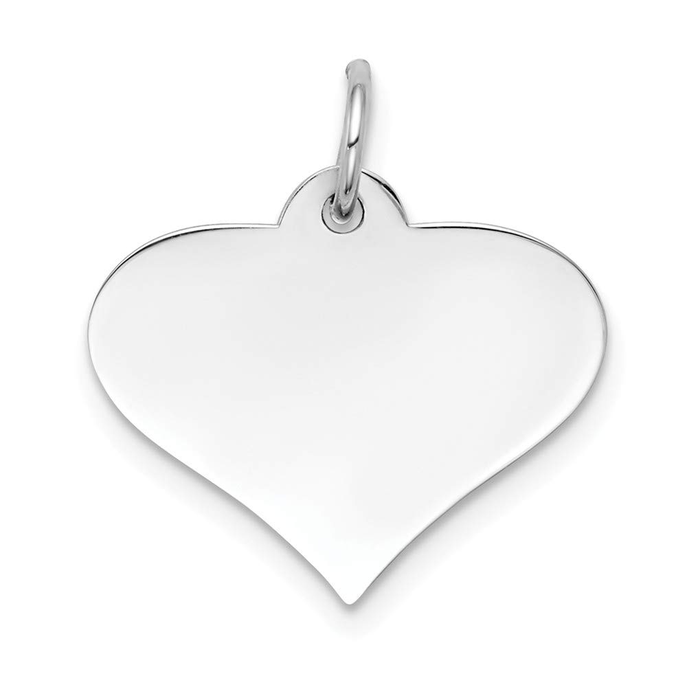 Jewels By Lux 14k White Gold Engraveable Heart Disc Charm - 0.011 Gauge Plain Jewelry for Necklaces & Bracelets - Perfect for Anniversaries, Gifts & Personalized Keepsakes