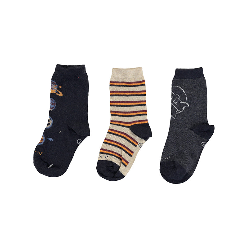 3 Pack Boys' Navy Blue Crew Socks - Soft Cotton Ankle Socks for School, Sports & Everyday Wear