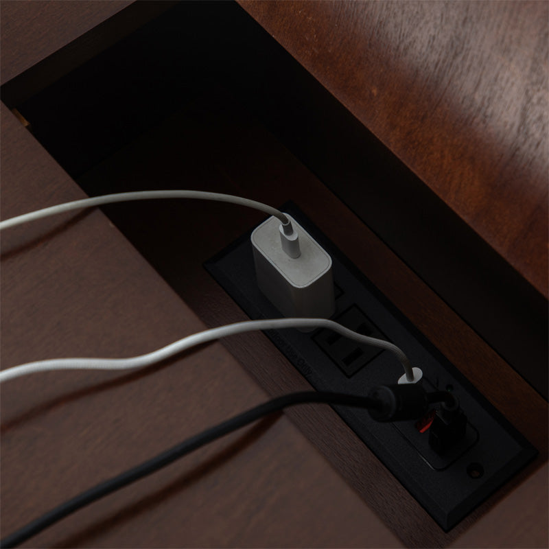 Vira End Table with Storage & Built-in Outlets - Modern Side Table with USB Charging Ports & Power Outlets for Living Room, Bedroom, Office - Perfect Nightstand or Sofa Side Table