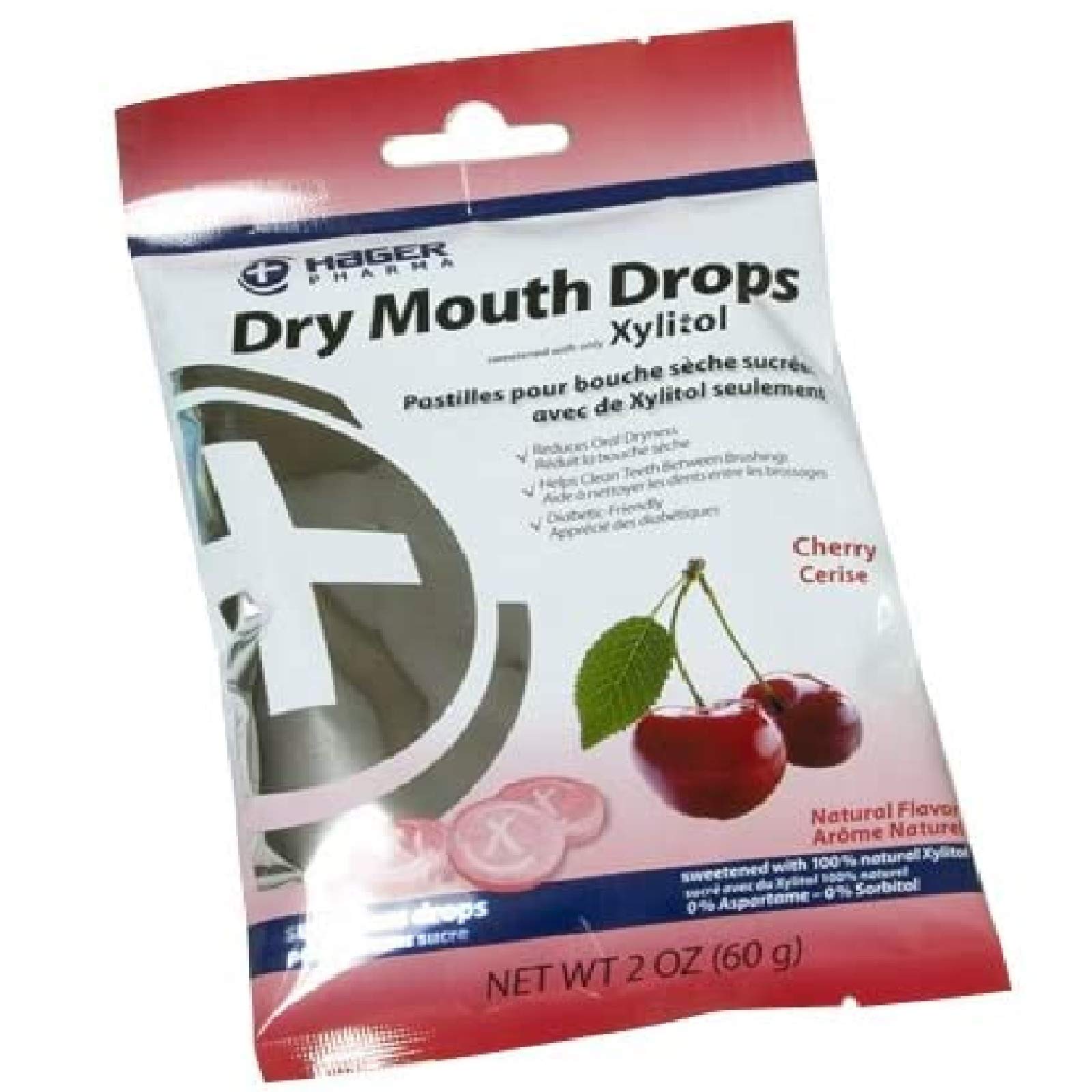 Hager Pharma Dry Mouth Relief Drops - Cherry Flavor - 2 oz Bottle - Gluten Free & Xylitol Sweetened - for Dry Mouth, Bad Breath & Oral Comfort - Perfect for Travel, Work & Nighttime Use