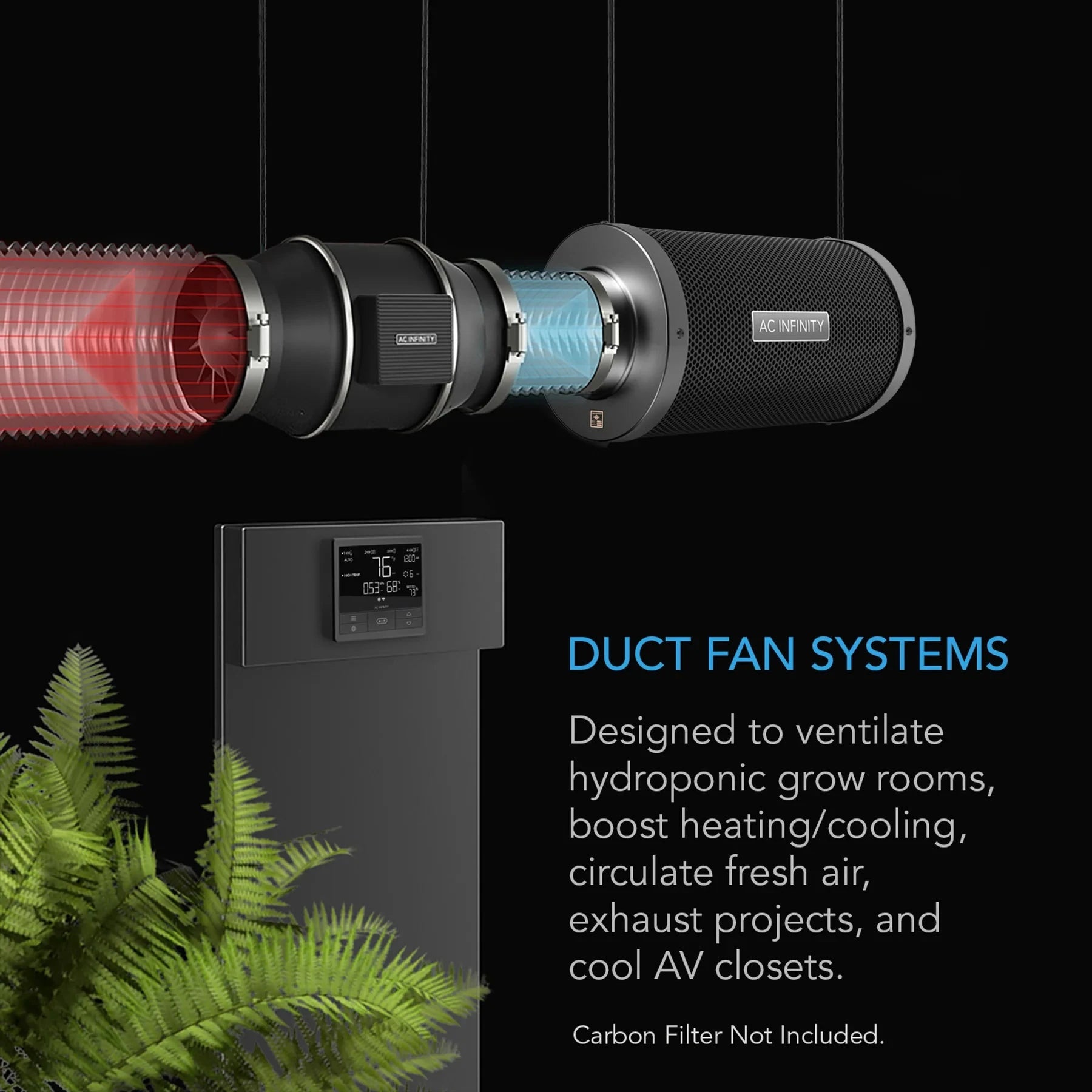 AC Infinity Cloudline Pro T4 Quiet Inline Fan with 69 Pro Smart Controller Combo (AI CLT4) - Perfect for Hydroponics, Grow Tents & Home Ventilation