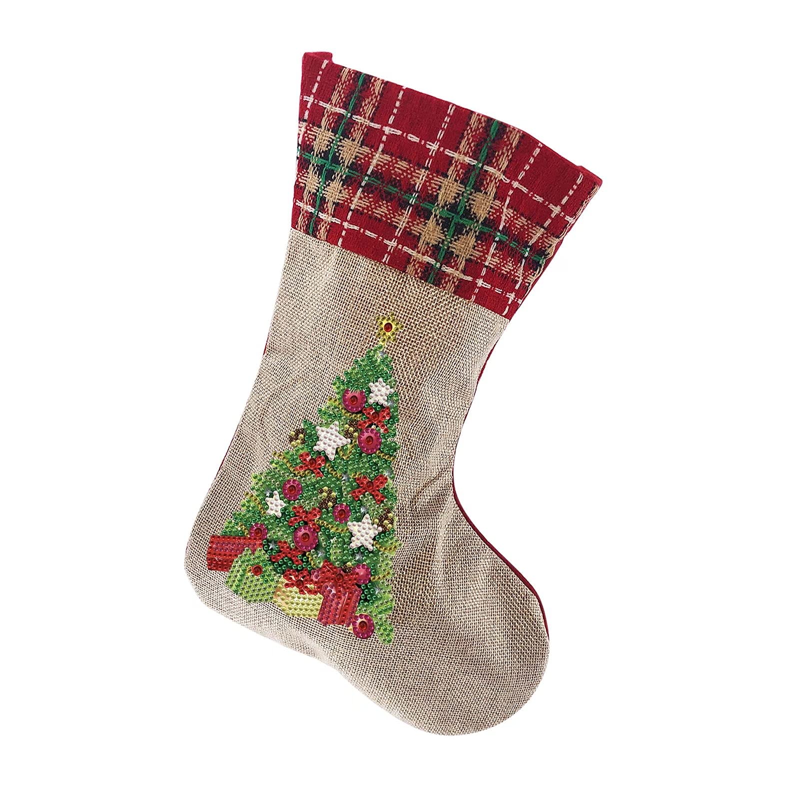5D DIY Diamond Painting Christmas Stockings - Rhinestone Tree Socks Pendant for Xmas Fireplace Decor, Holiday Ornaments & Candy Gift Bags - Perfect for Christmas Tree Decorations, Fireplace Hanging, and Festive Party Favors