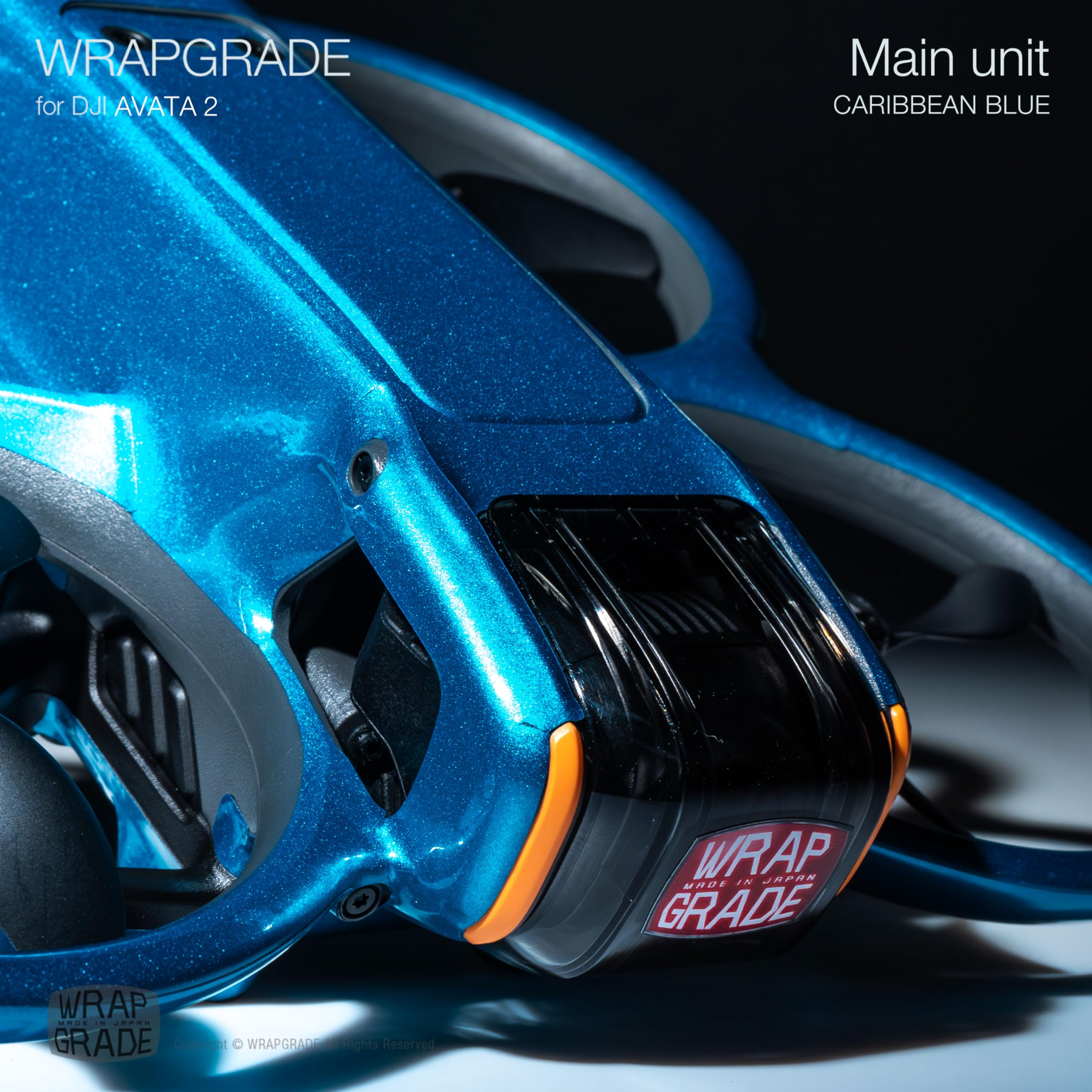 Premium WRAPGRADE Skin Stickers for DJI Avata 2 Drone - Caribbean Blue Color | Protective Vinyl Decal Wrap | Customizable Design for FPV Racing & Aerial Photography
