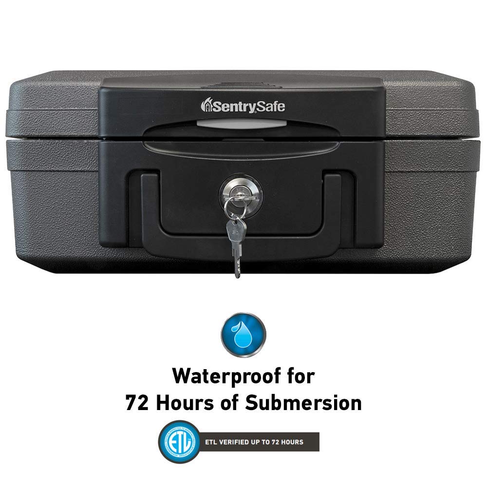 SentrySafe H0100 Fireproof Waterproof Document Safe Box with Key Lock - 0.17 Cubic Feet Capacity - Black - New Improved Version - Perfect for Home, Office & Travel to Protect Important Documents, Cash & Valuables