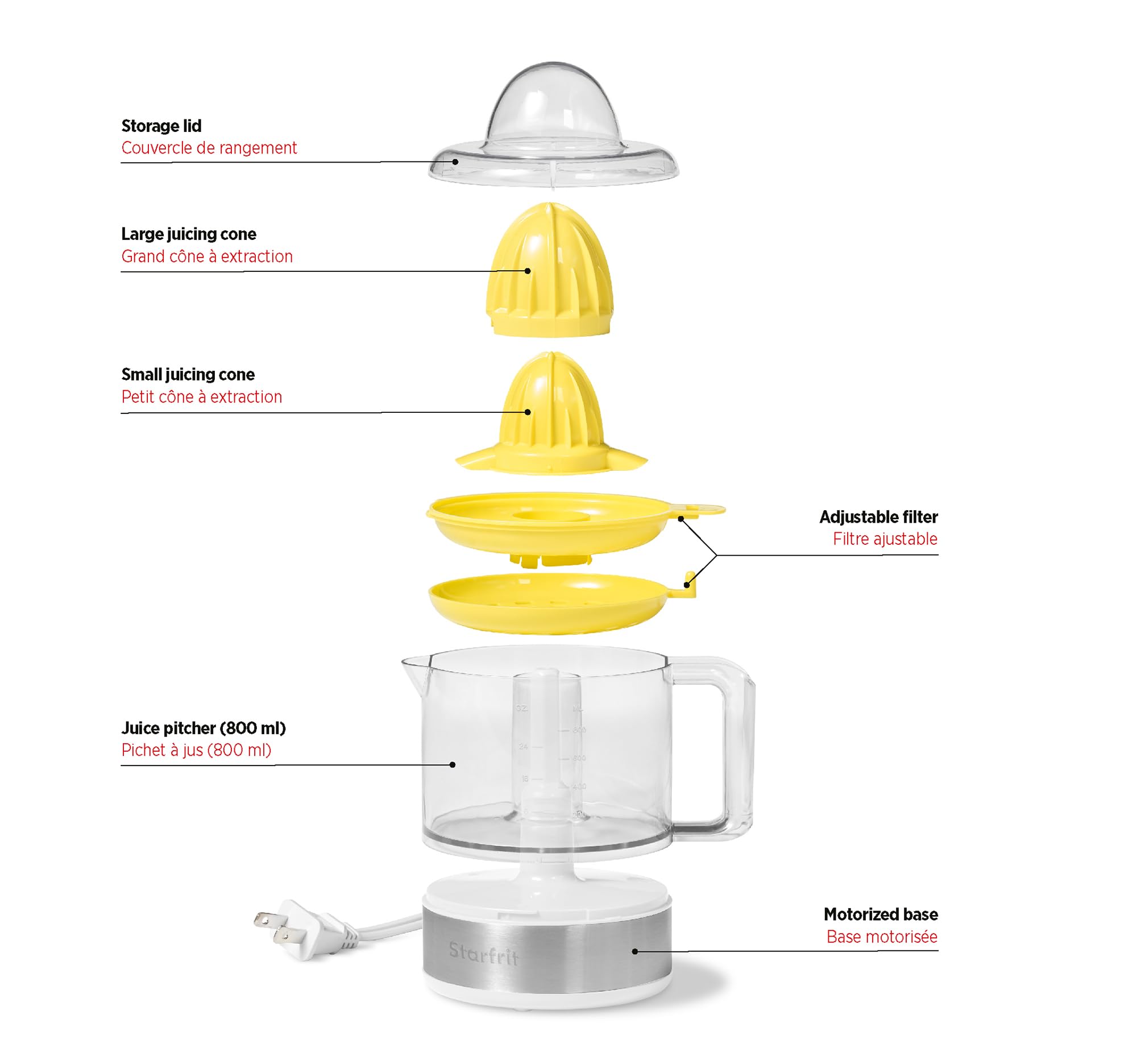 Starfrit Electric Citrus Juicer - Automatic Orange Lemon Lime Squeezer with High Yield - Perfect for Fresh Juice, Cocktails & Healthy Drinks at Home, Restaurants or Bars