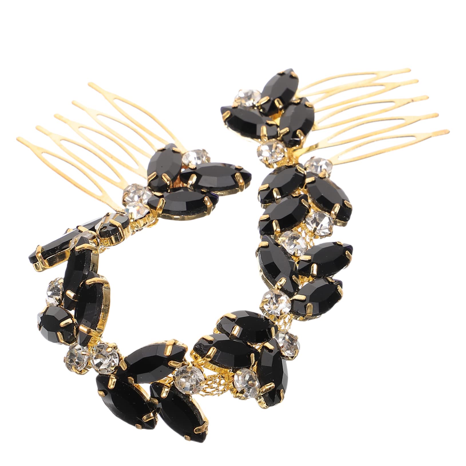 ABOOFAN Rhinestone Hair Comb Set - Elegant Crystal Hairpins for Women, Bridal Hair Accessories, Evening Party Hair Forks & Hair Sticks (Gold & Silver Alloy)